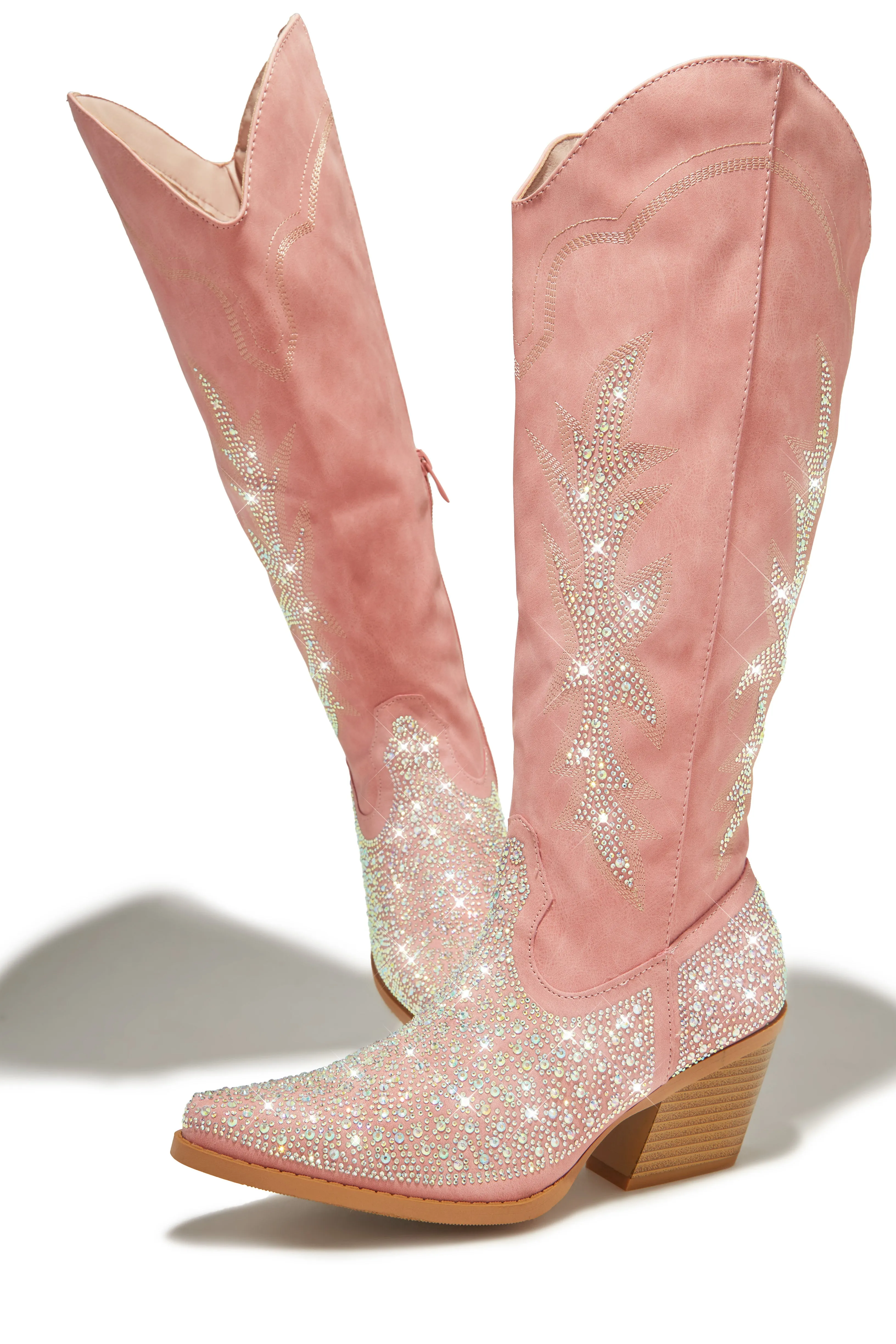 Frankie Embellished Cowgirl Boots - Pink sold by Miss Lola product image thumbnail 5