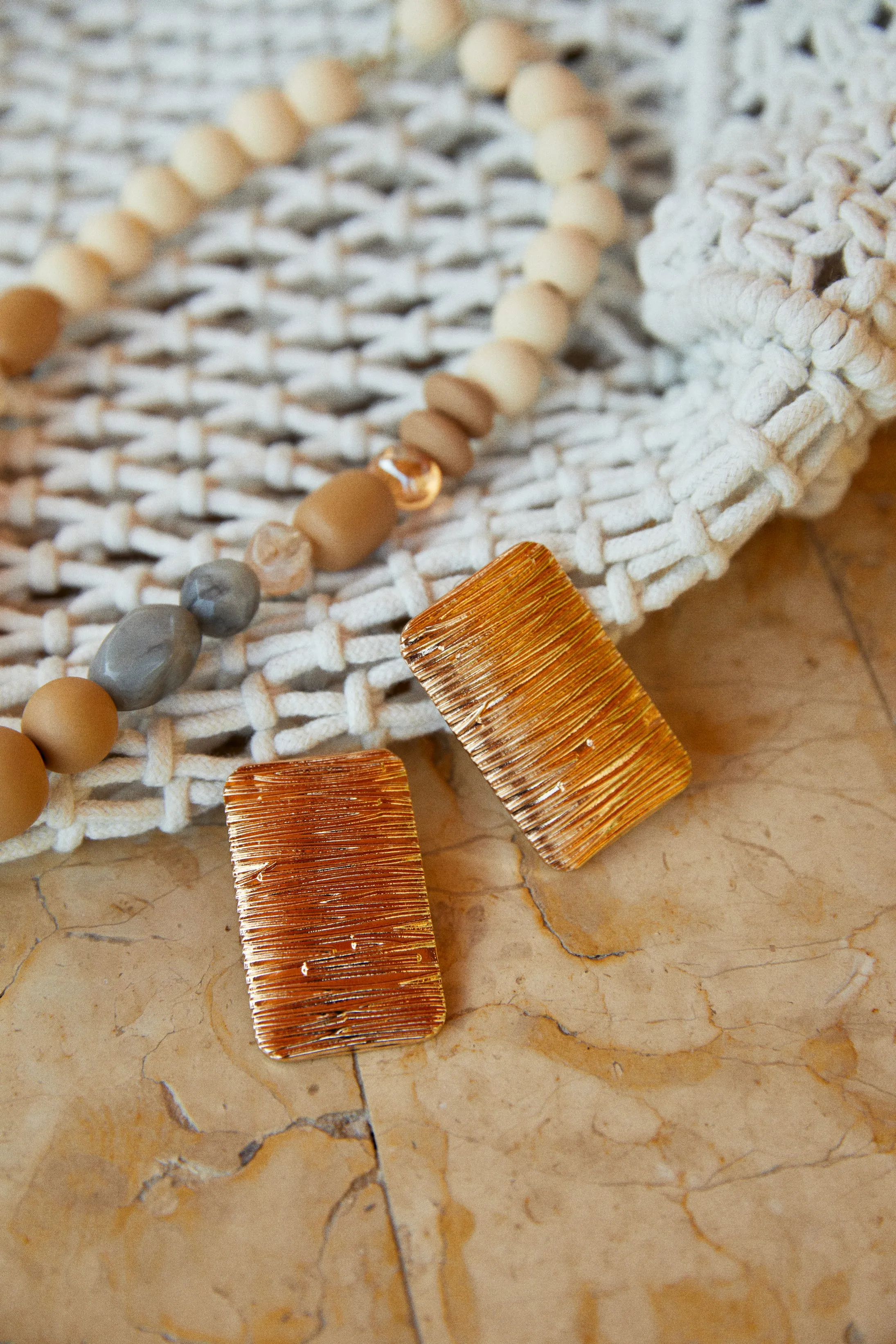 Lourdes Chunky Textured Earring - Gold sold by Miss Lola product image thumbnail 4