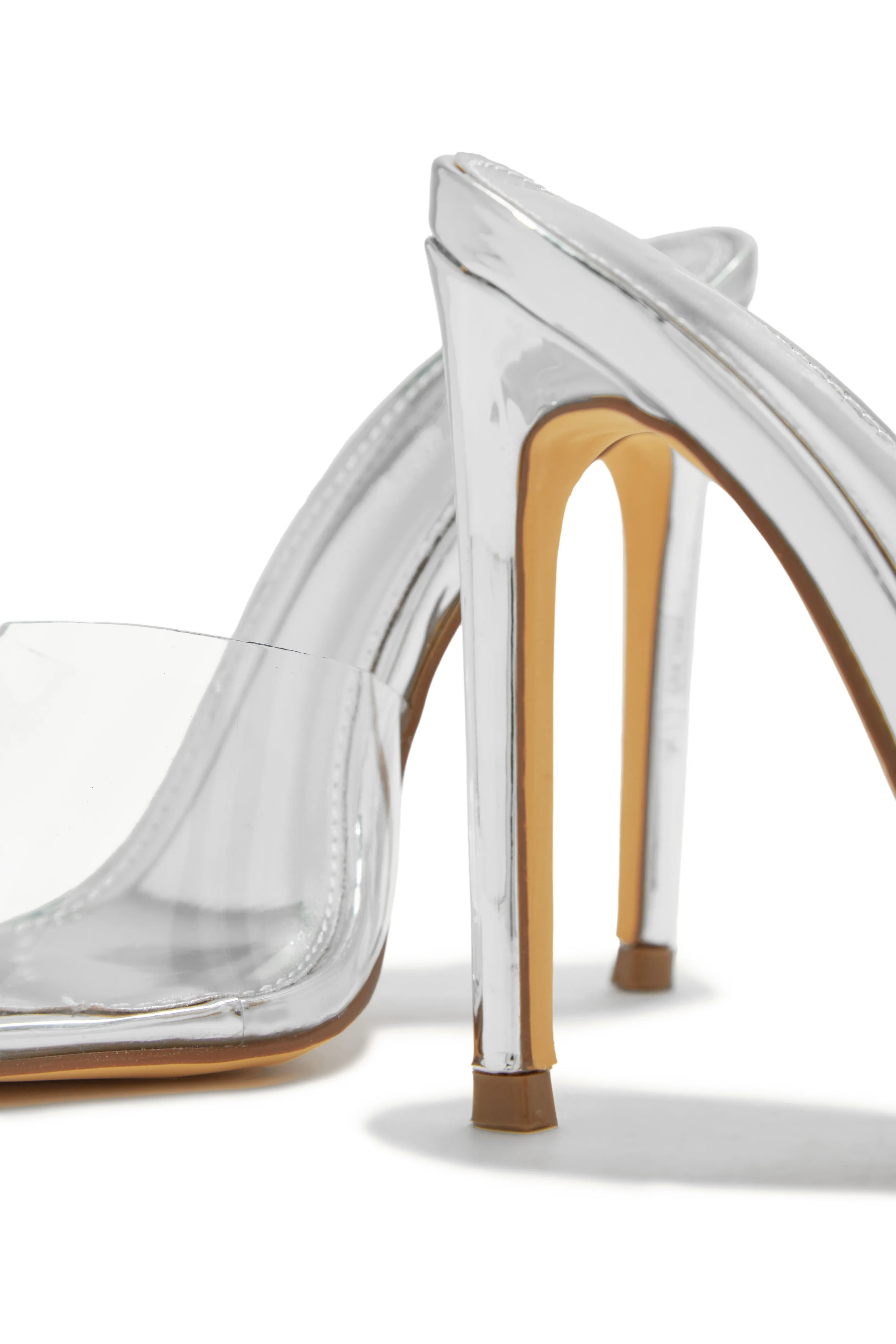 Ionic Clear Strap High Heel Mules - Silver sold by Miss Lola product image thumbnail 5