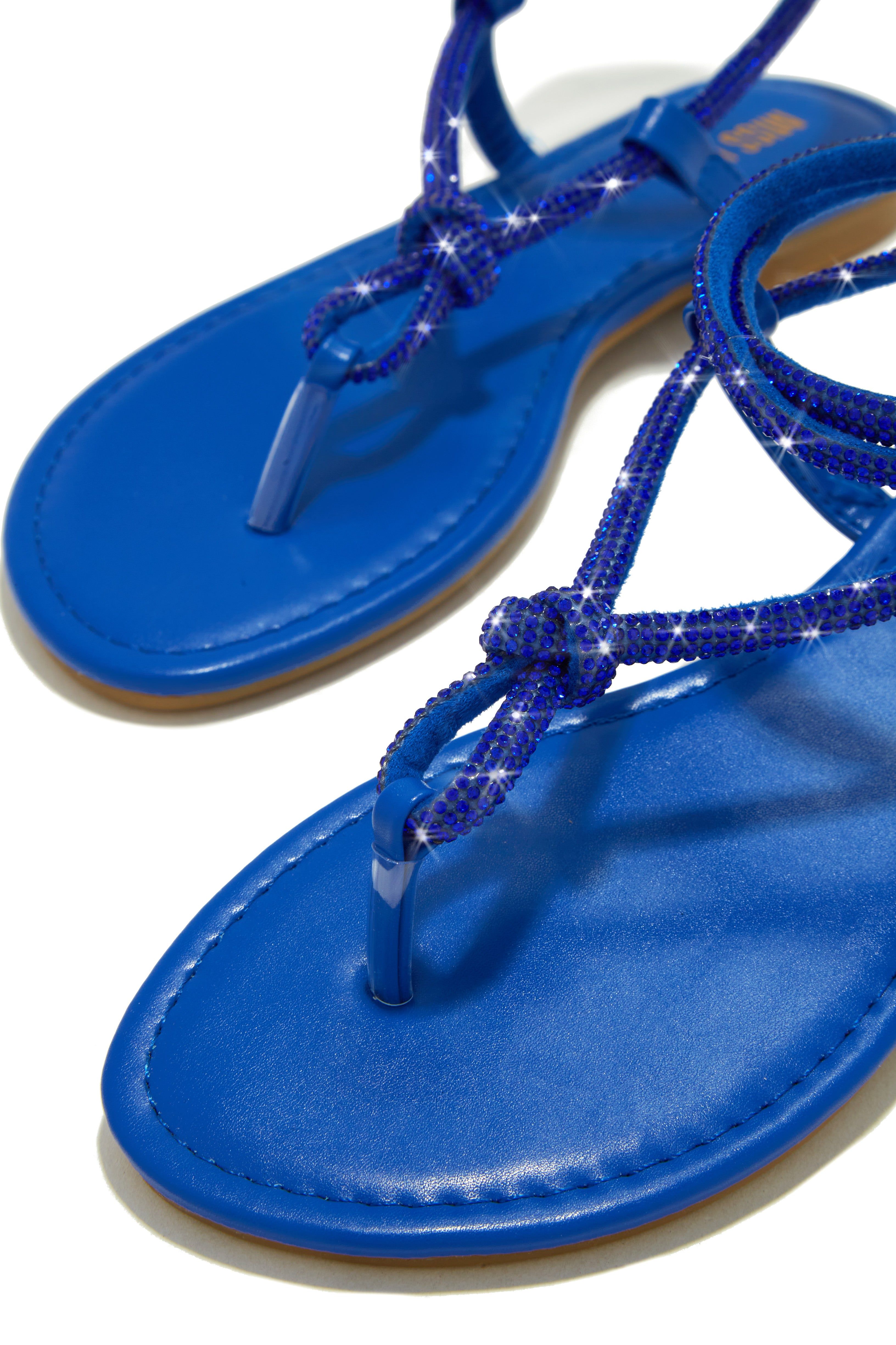 Dream Destination Embellished Flat Sandals - Blue sold by Miss Lola product image thumbnail 3