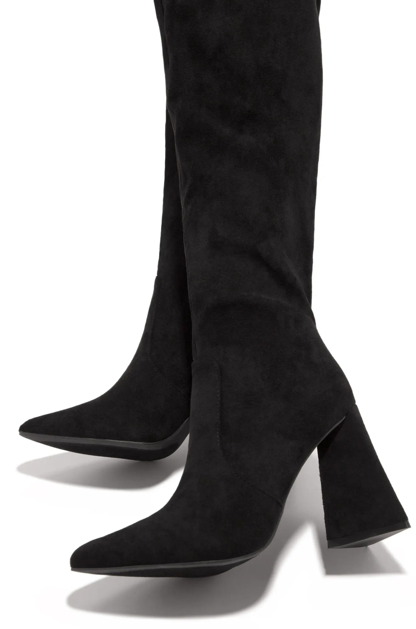 Kenedi Triangle Block Heels Boots - Black Suede sold by Miss Lola product image thumbnail 5