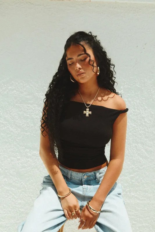 Kimberly Off The Shoulder Top - Black sold by Miss Lola