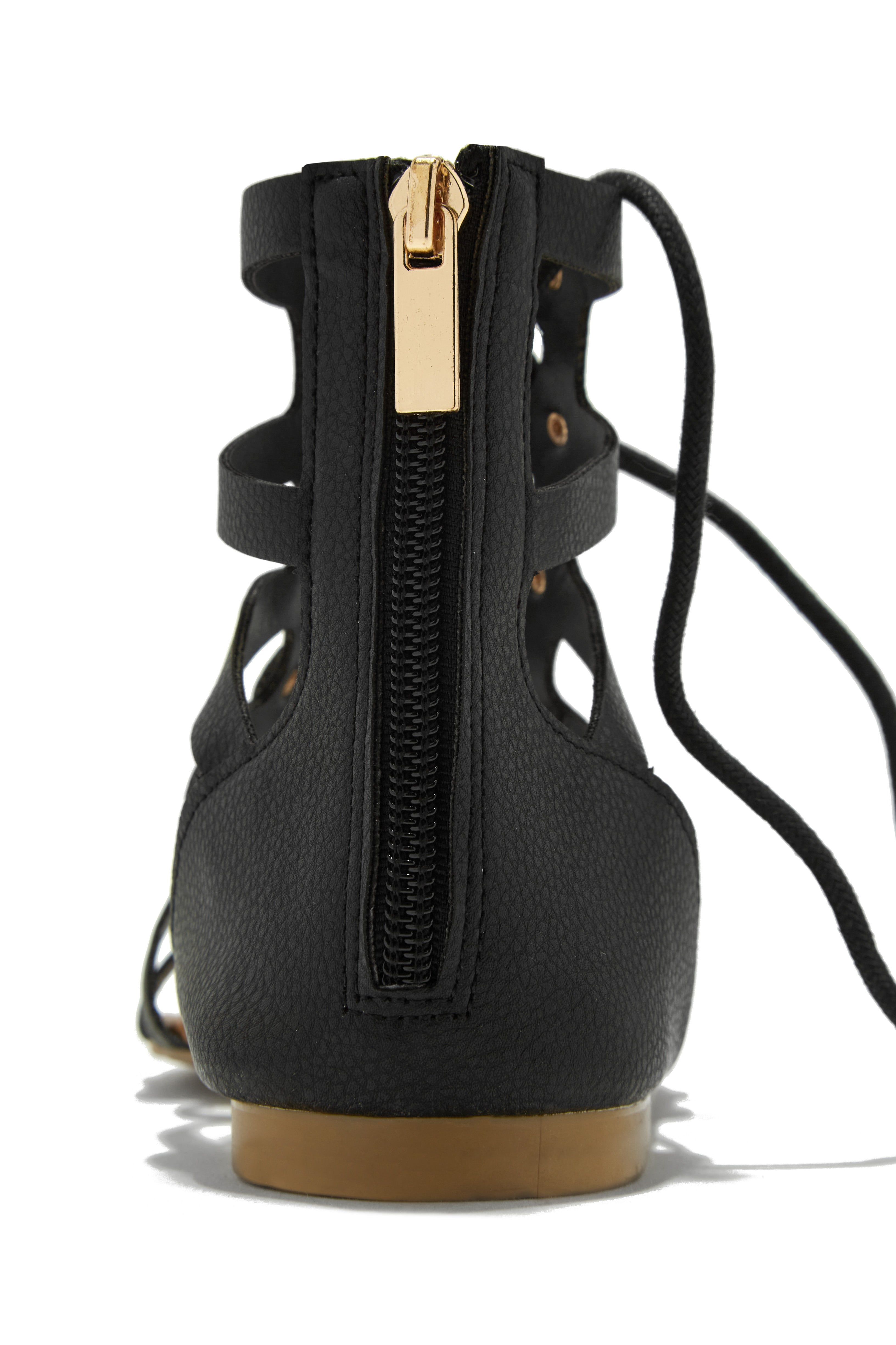 Summer Getaway Lace Up Gladiator Sandals - Black sold by Miss Lola product image thumbnail 5