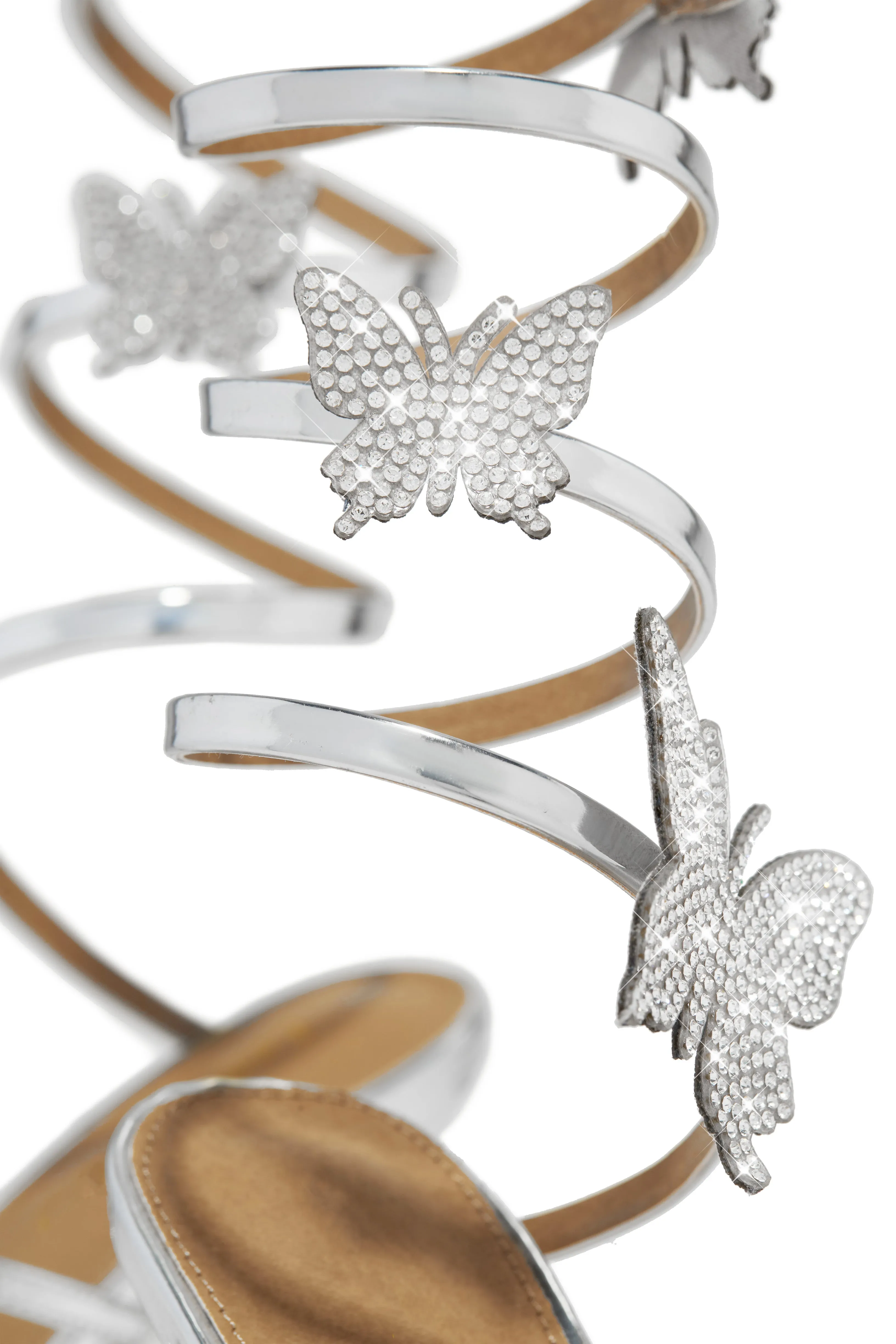 Fantasy Embellished Around The Ankle Coil Heels - Silver sold by Miss Lola product image thumbnail 3