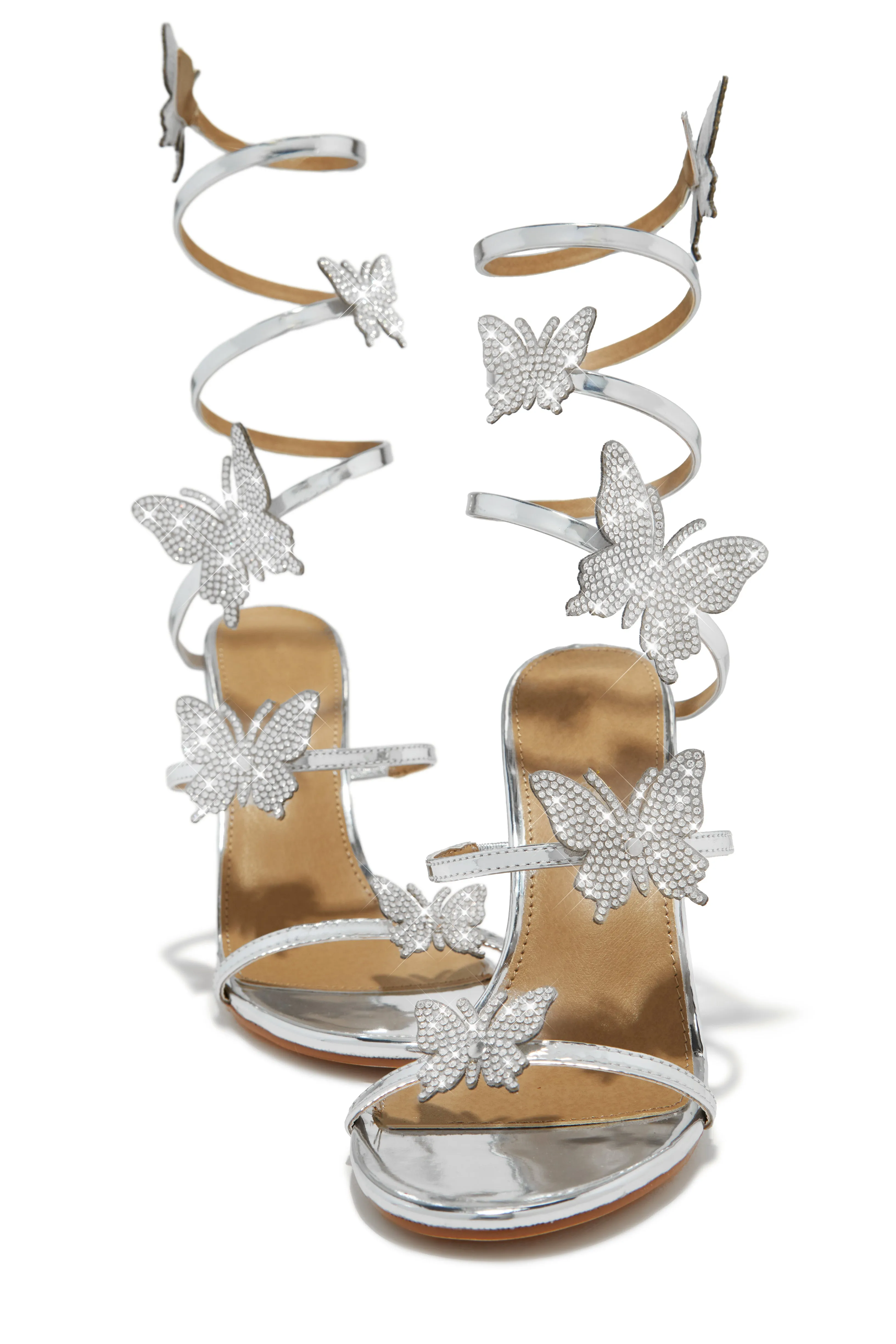 Fantasy Embellished Around The Ankle Coil Heels - Silver sold by Miss Lola product image thumbnail 5
