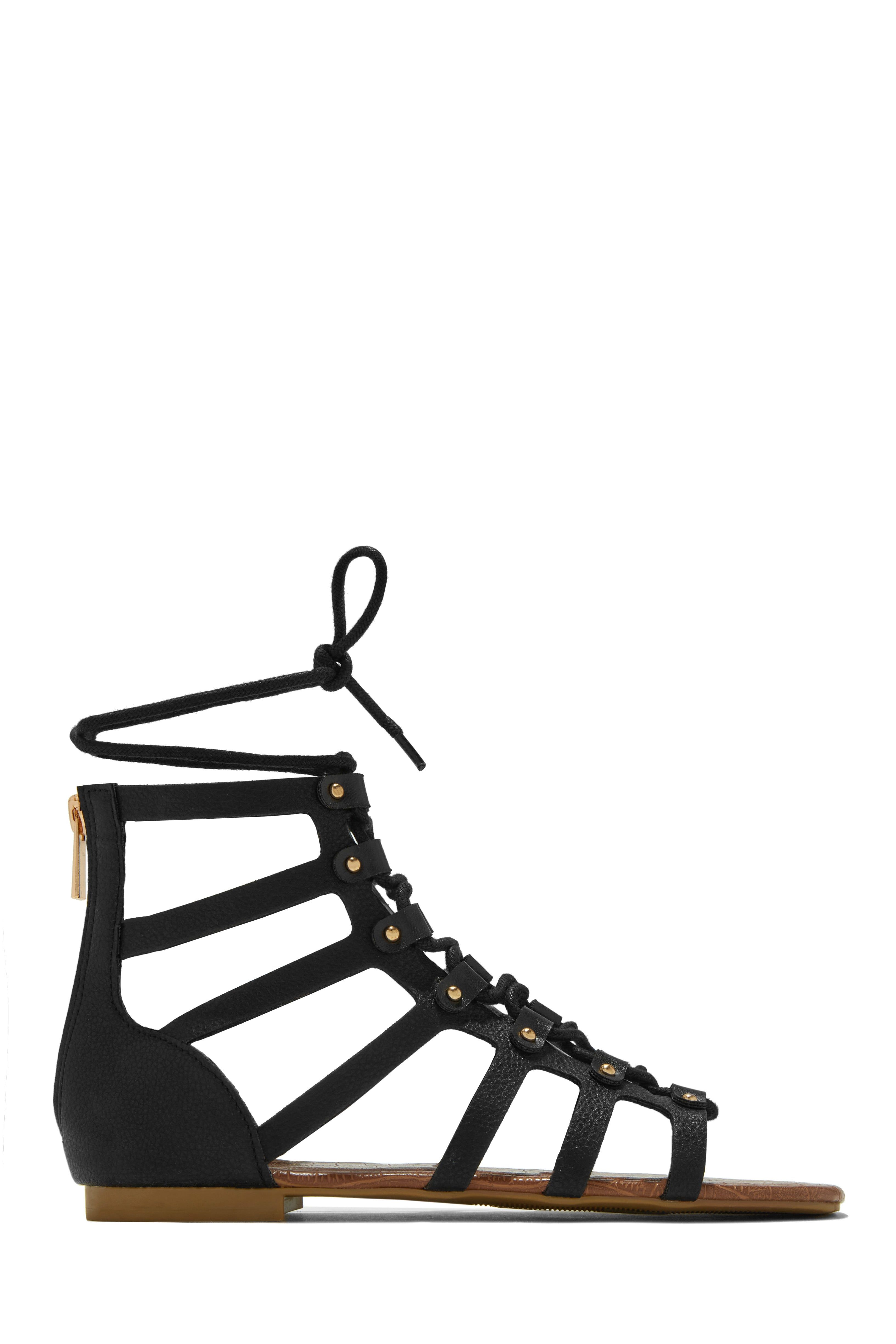 Summer Getaway Lace Up Gladiator Sandals - Black sold by Miss Lola product image thumbnail 3
