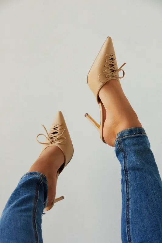 Lina Pump Heel Mules - Nude sold by Miss Lola
