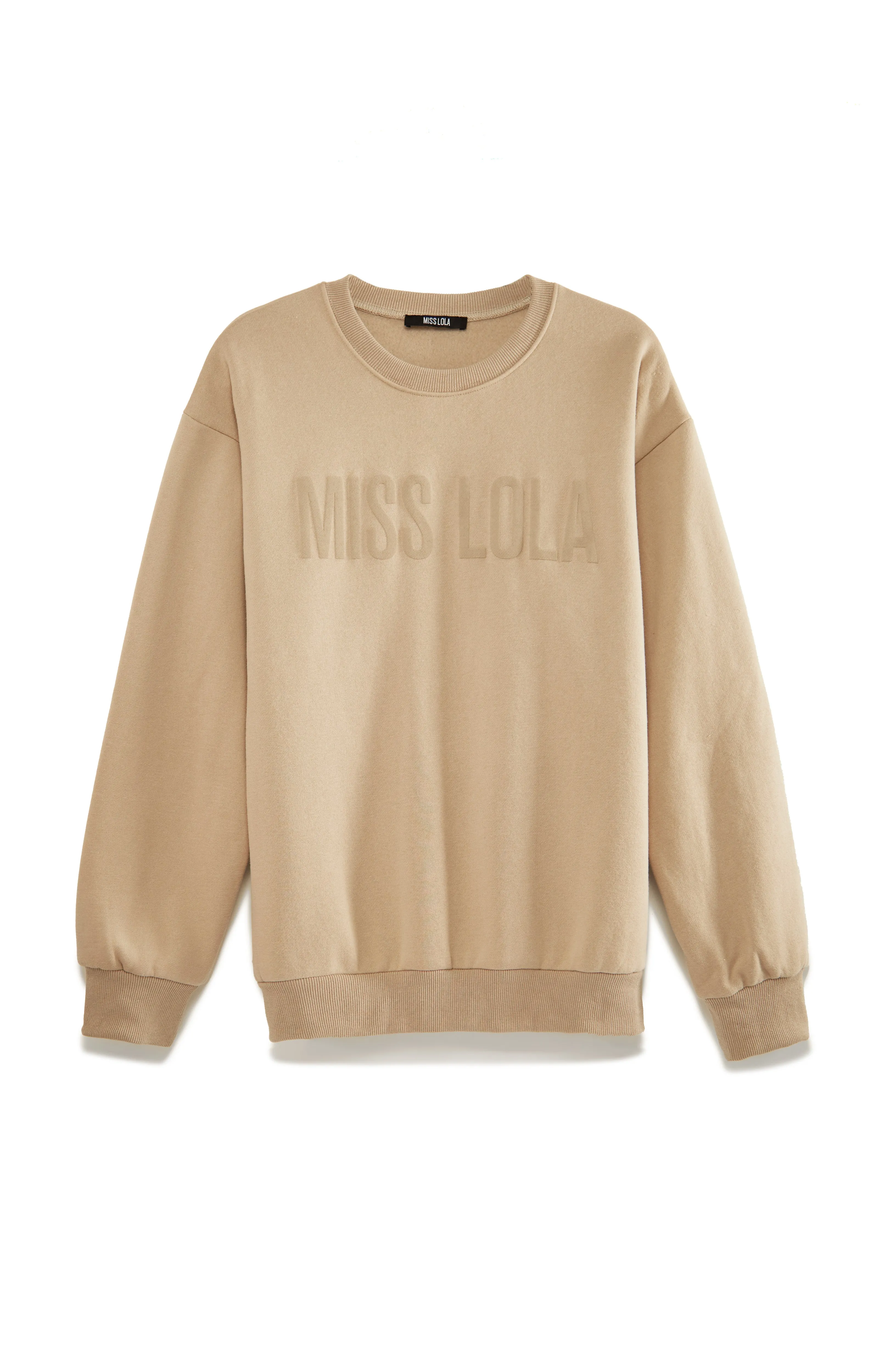 Miss Lola Exclusive Crewneck Sweater - Taupe sold by Miss Lola