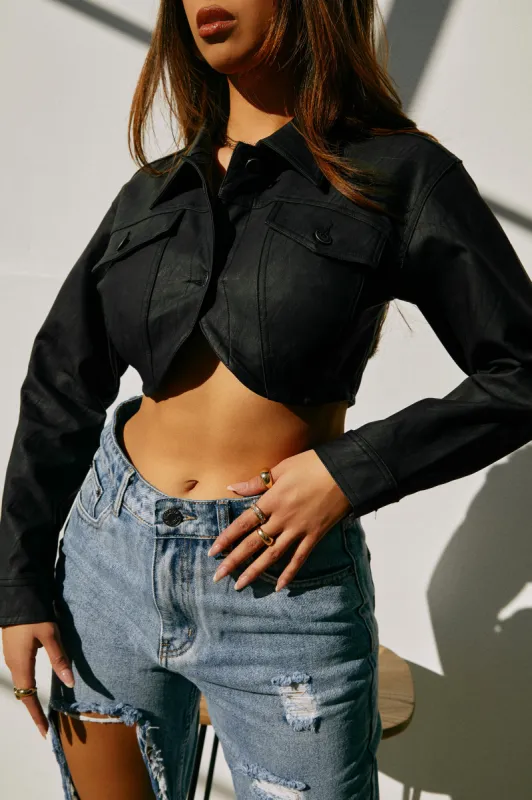 Ayssa Crop Jacket Top - Black sold by Miss Lola
