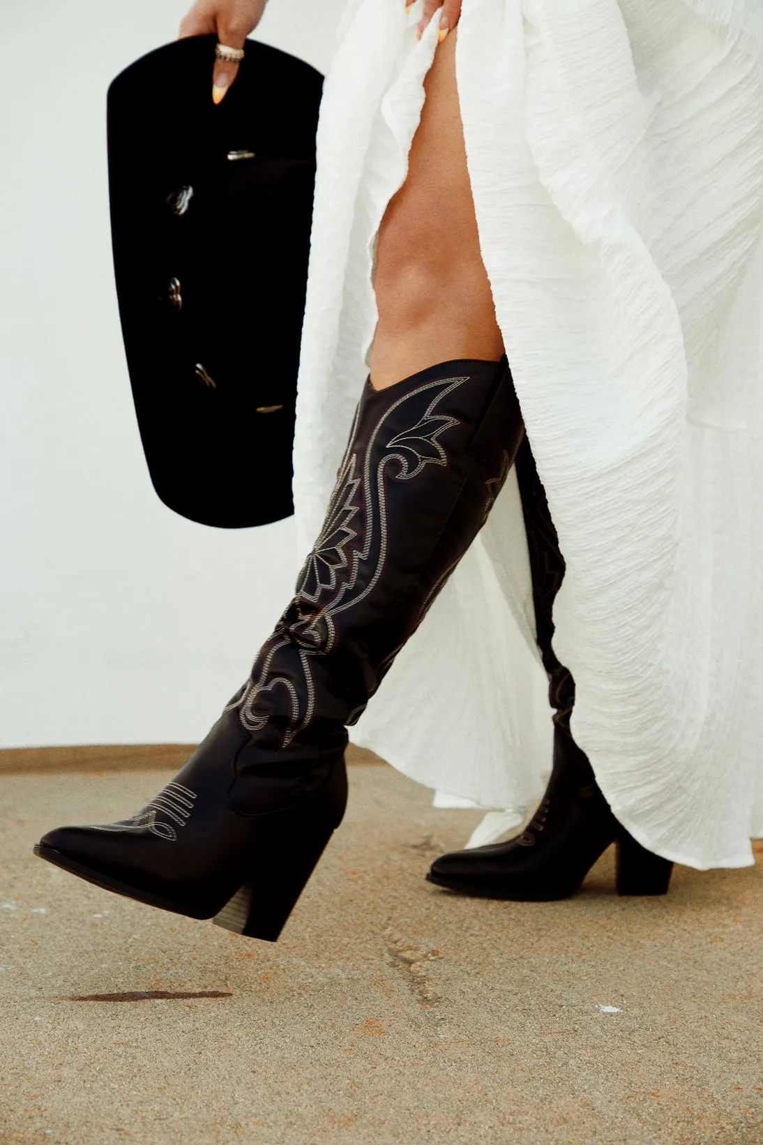 Jordyn Cowgirl Boots - Black sold by Miss Lola product image thumbnail 3