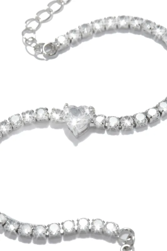 All Yours Cubic Zirconia Heart Bracelet - Silver sold by Miss Lola