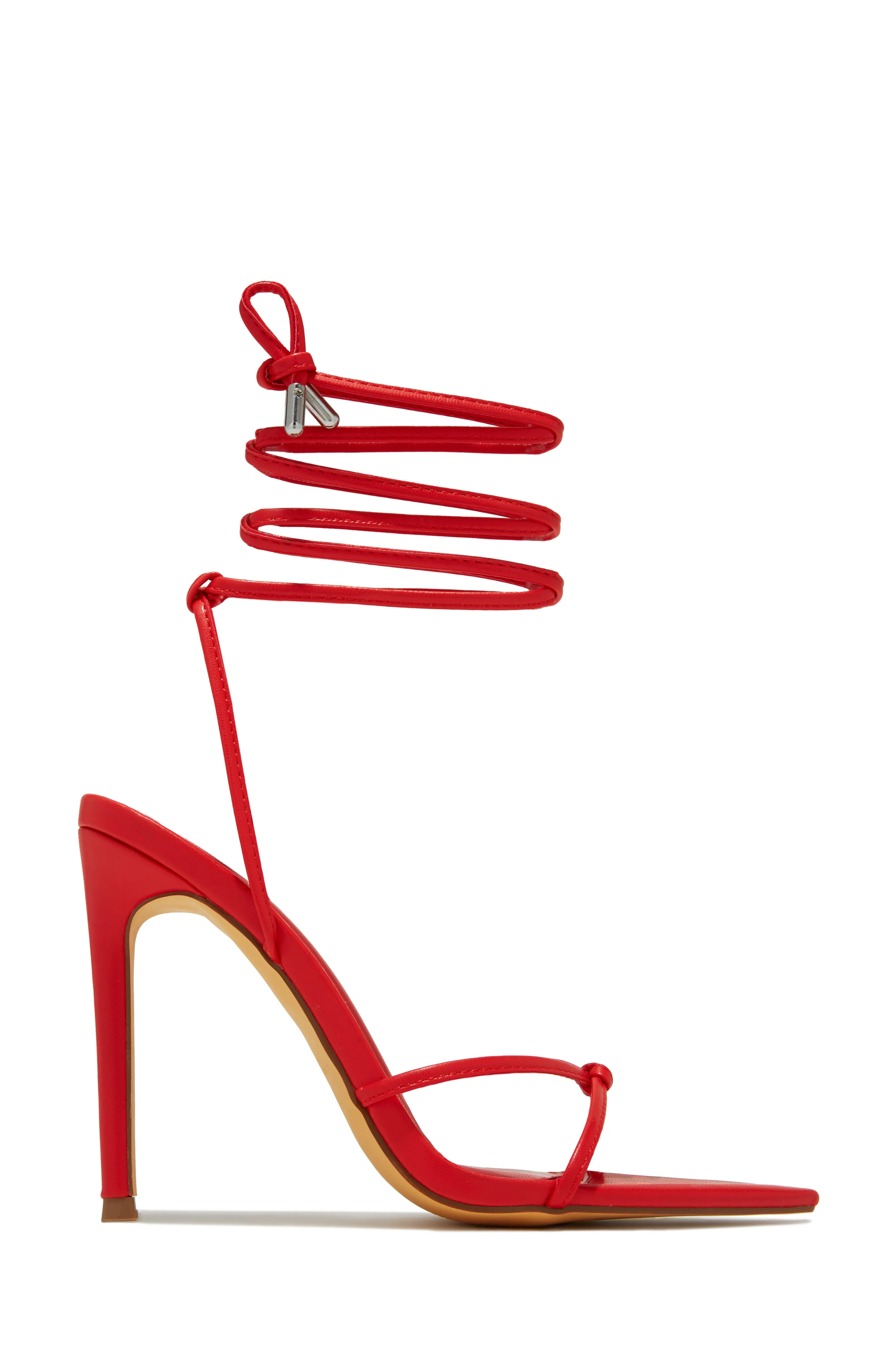 Nayeli Lace Up Single Sole Heels - Red sold by Miss Lola product image thumbnail 5