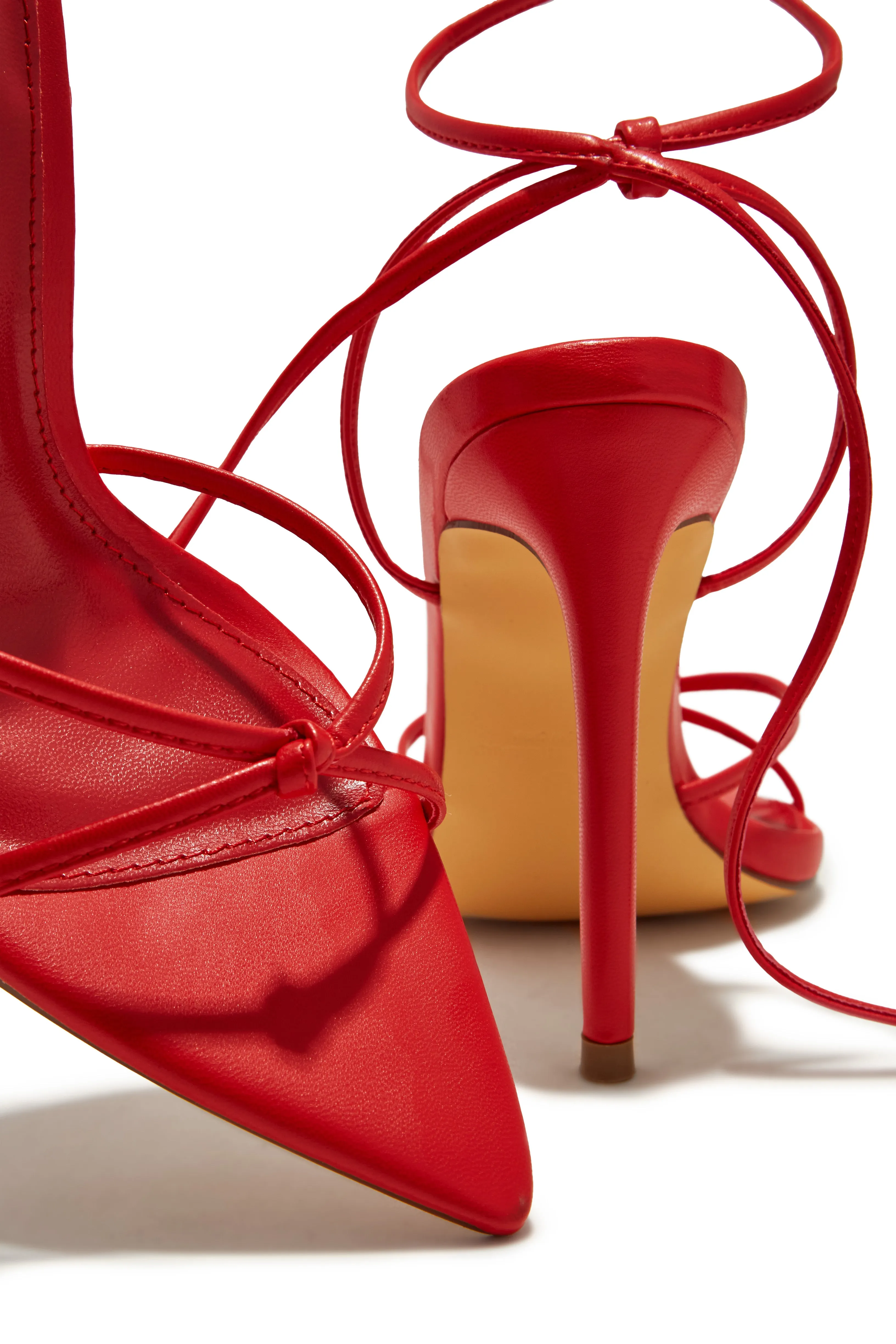 Nayeli Lace Up Single Sole Heels - Red sold by Miss Lola product image thumbnail 4