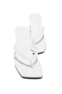 Karley Mid Heel Mules - White sold by Miss Lola