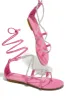Vegas Weekend Embellished Lace Up Sandals - Pink sold by Miss Lola