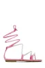 Vegas Weekend Embellished Lace Up Sandals - Pink sold by Miss Lola