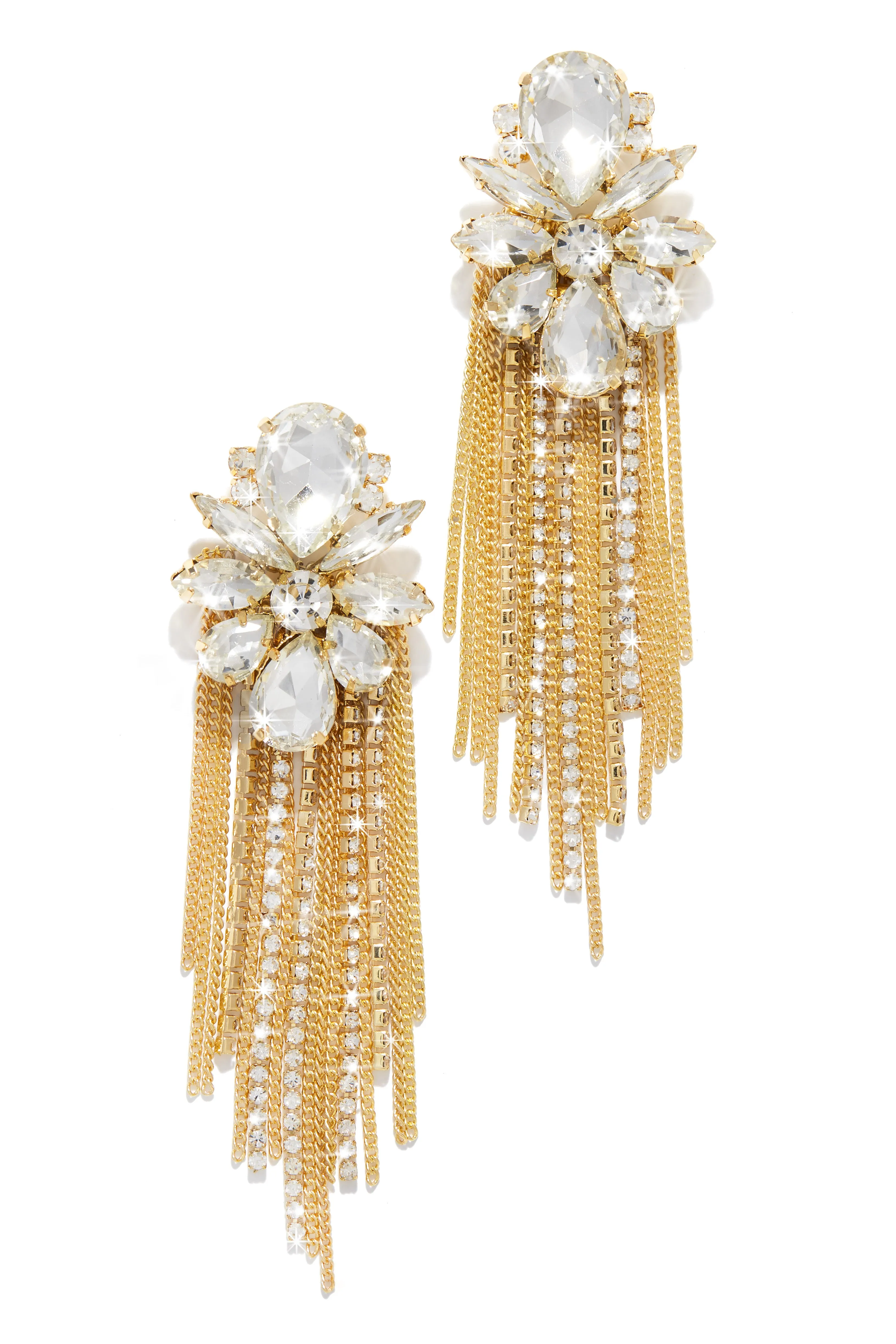 Upper Class Embellished Tassel Earring - Gold sold by Miss Lola product image thumbnail 3