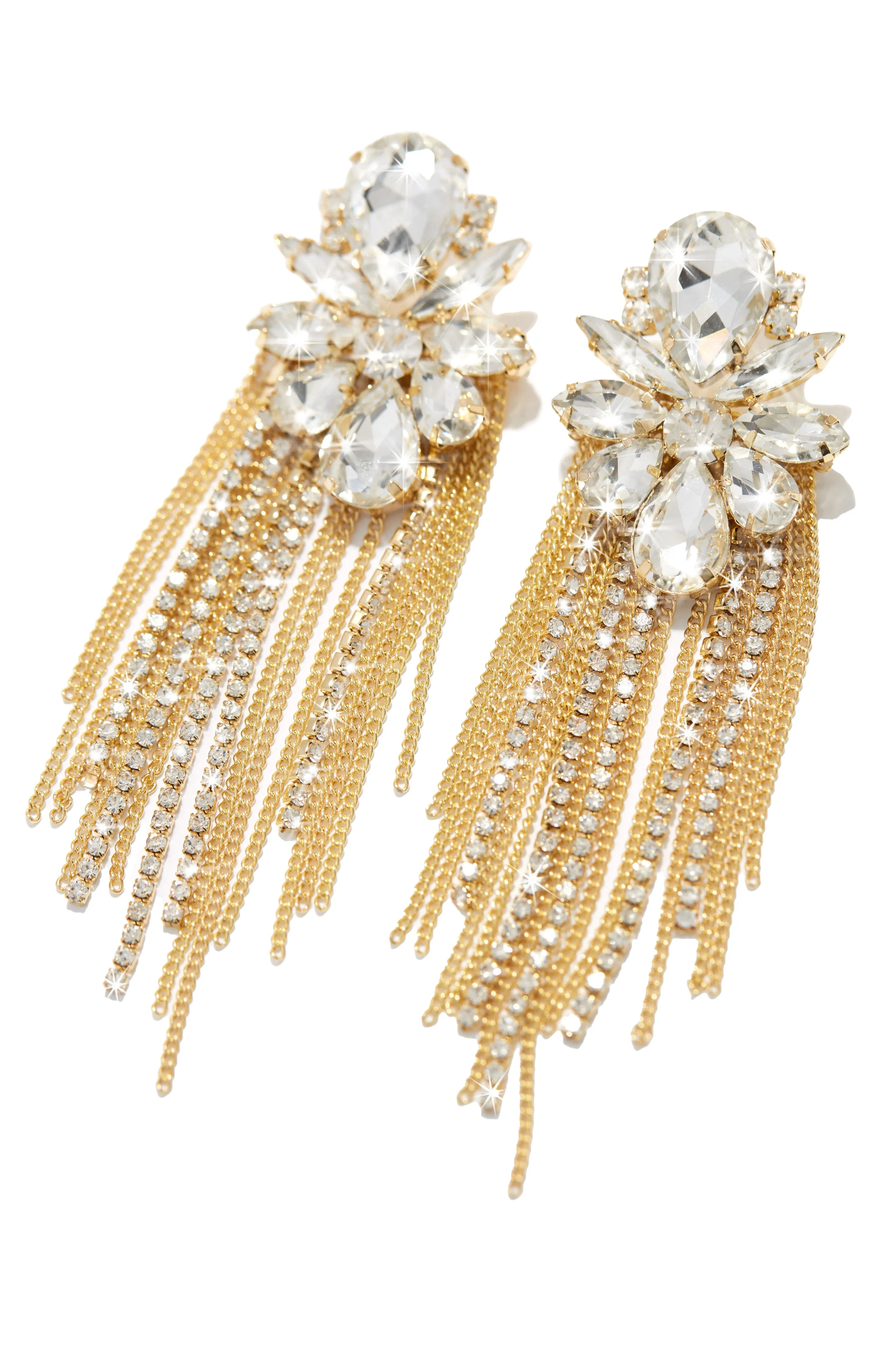 Upper Class Embellished Tassel Earring - Gold sold by Miss Lola