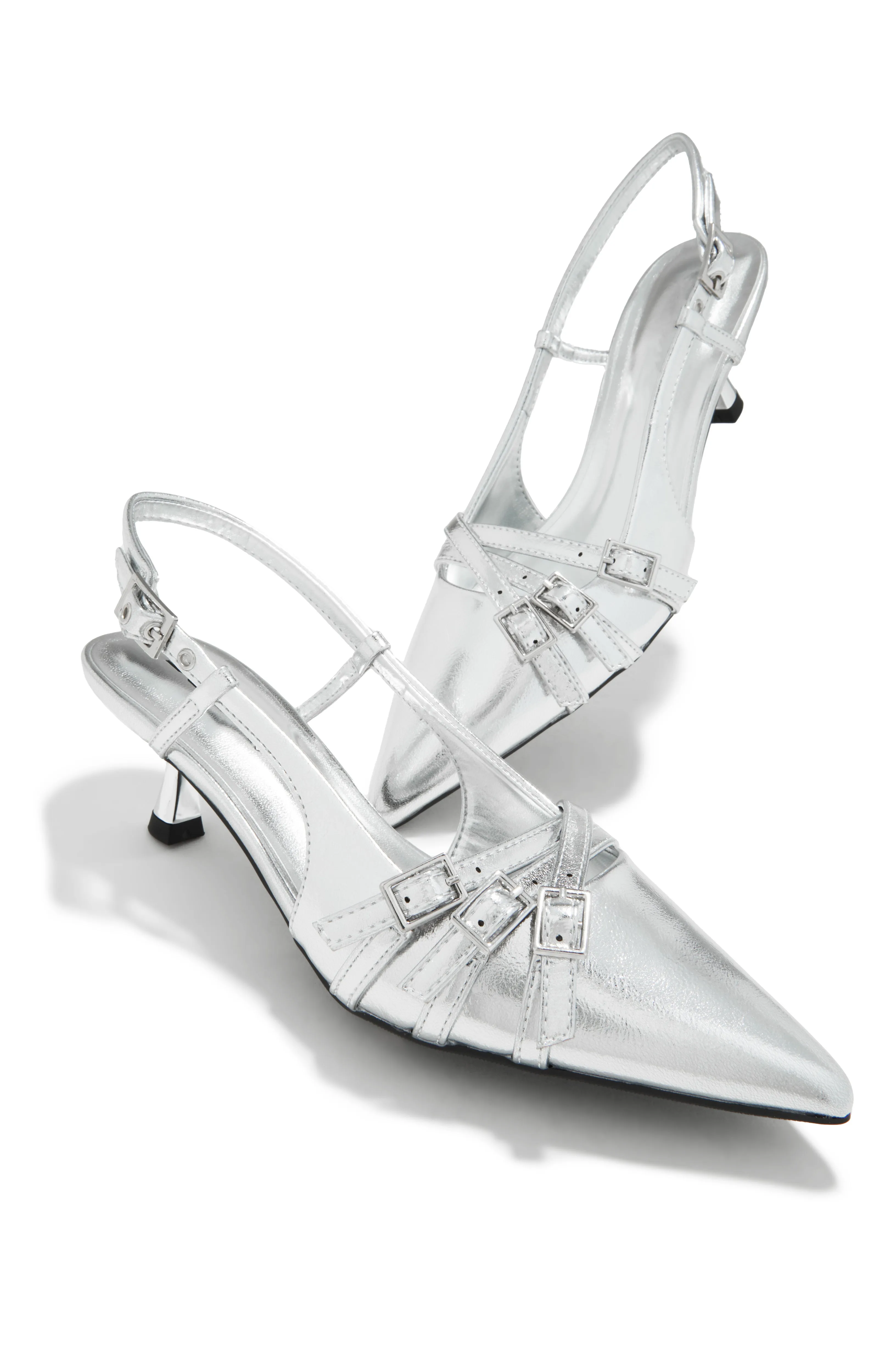 Stassia Kitten Heels - Silver sold by Miss Lola product image thumbnail 2