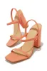 Emerie Slingback Block High Heels - Coral sold by Miss Lola