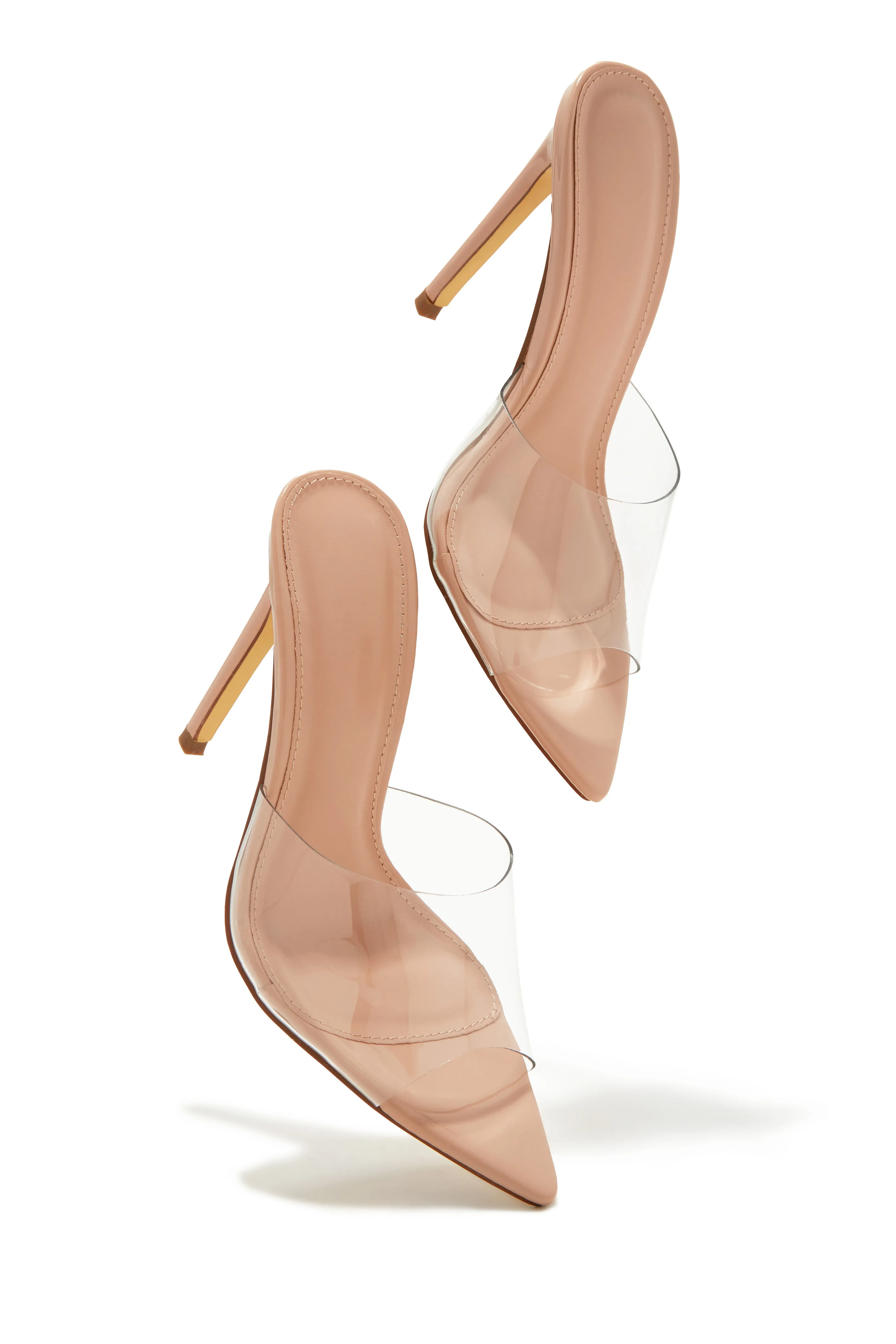 Ionic Clear Strap High Heel Mules - Nude sold by Miss Lola