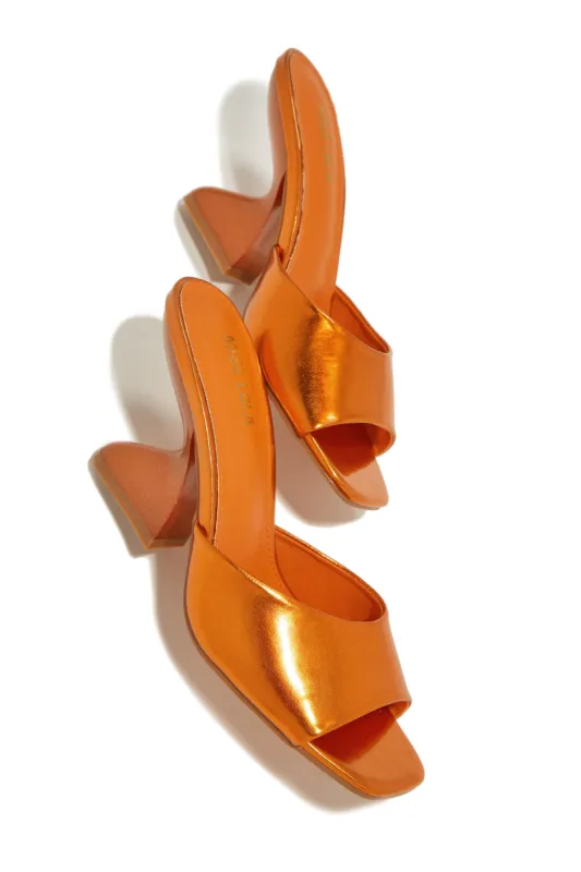 Racquel Mid Heel Mules - Orange sold by Miss Lola