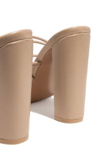 Luciana Lace Up Block High Heels - Nude sold by Miss Lola