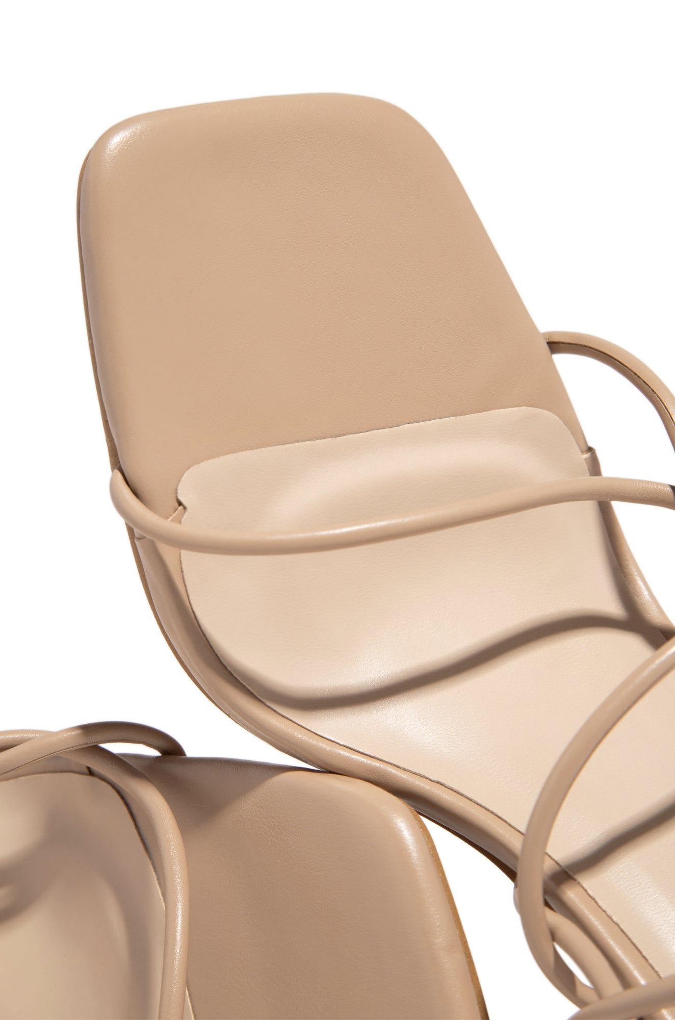 Luciana Lace Up Block High Heels - Nude sold by Miss Lola product image thumbnail 3