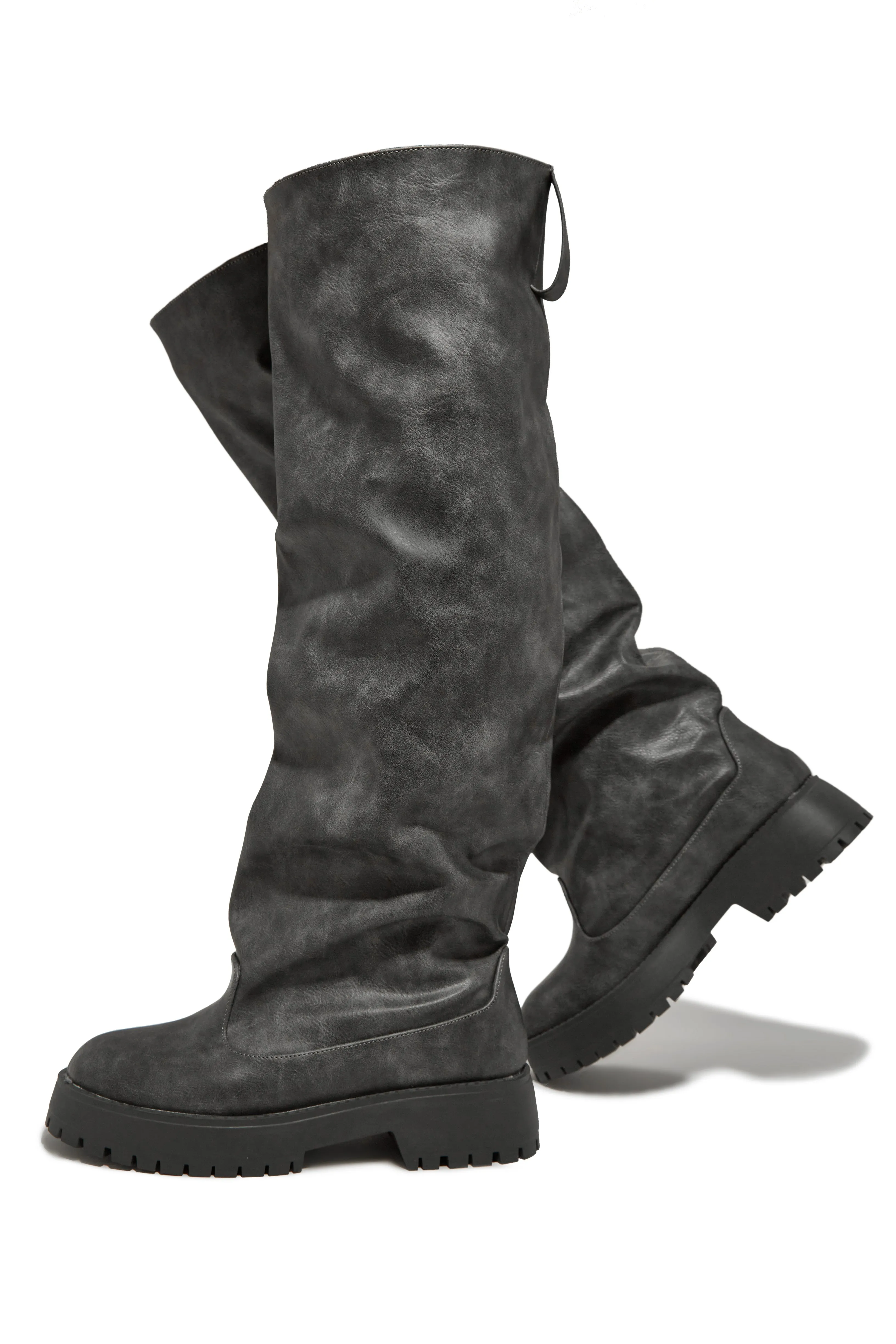 Emara Baggy Knee High Boots - Grey sold by Miss Lola product image thumbnail 5