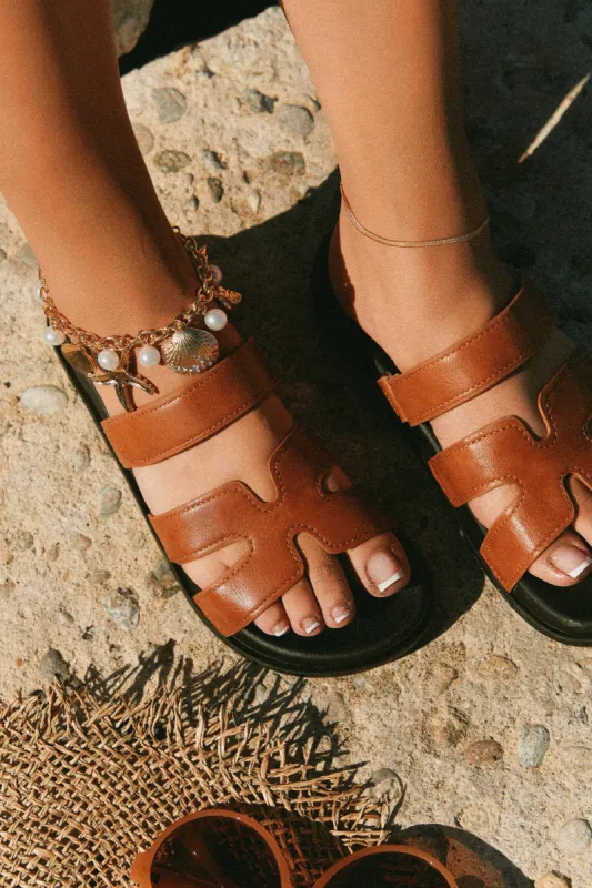 Baja Resort Chunky Slip On Sandals - Tan sold by Miss Lola
