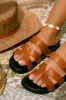 Baja Resort Chunky Slip On Sandals - Tan sold by Miss Lola