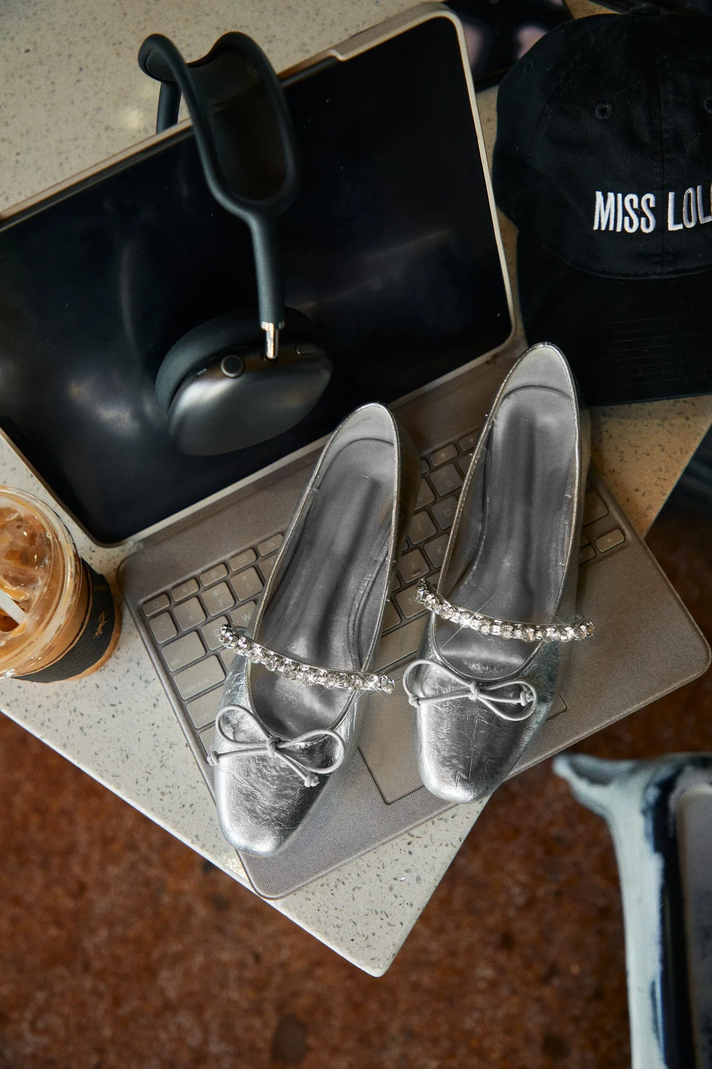 Ballet Core Embellished Flats - Silver sold by Miss Lola product image thumbnail 2
