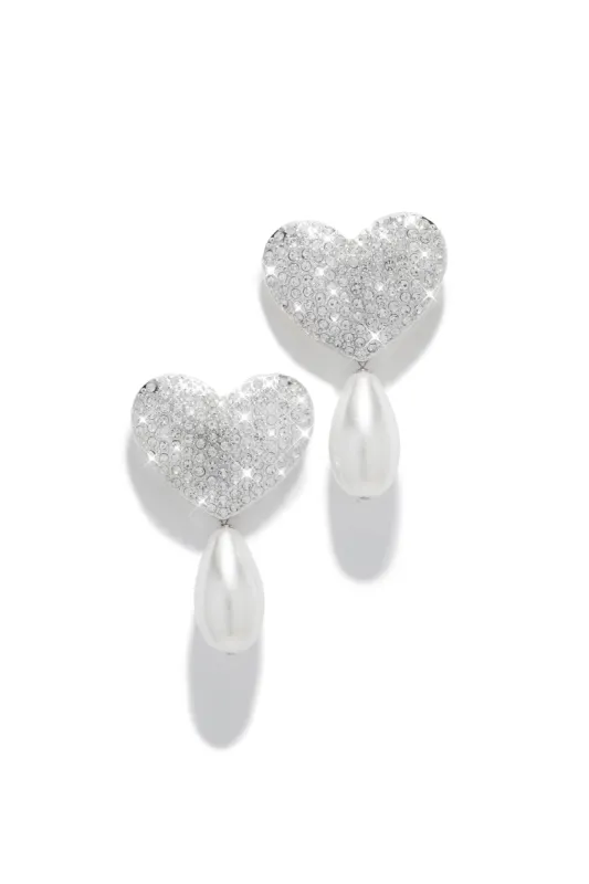 Lover Embellished Heart Earring - Silver sold by Miss Lola