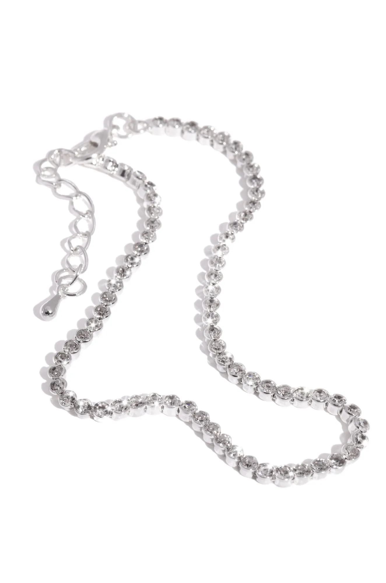 Beverly Round Stone Embellished Anklet - Silver sold by Miss Lola
