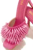 Paradiso Beaded Mid Heel Mules - Pink sold by Miss Lola