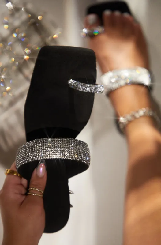 Playa Blanca Embellished Slip On Sandals - Black sold by Miss Lola