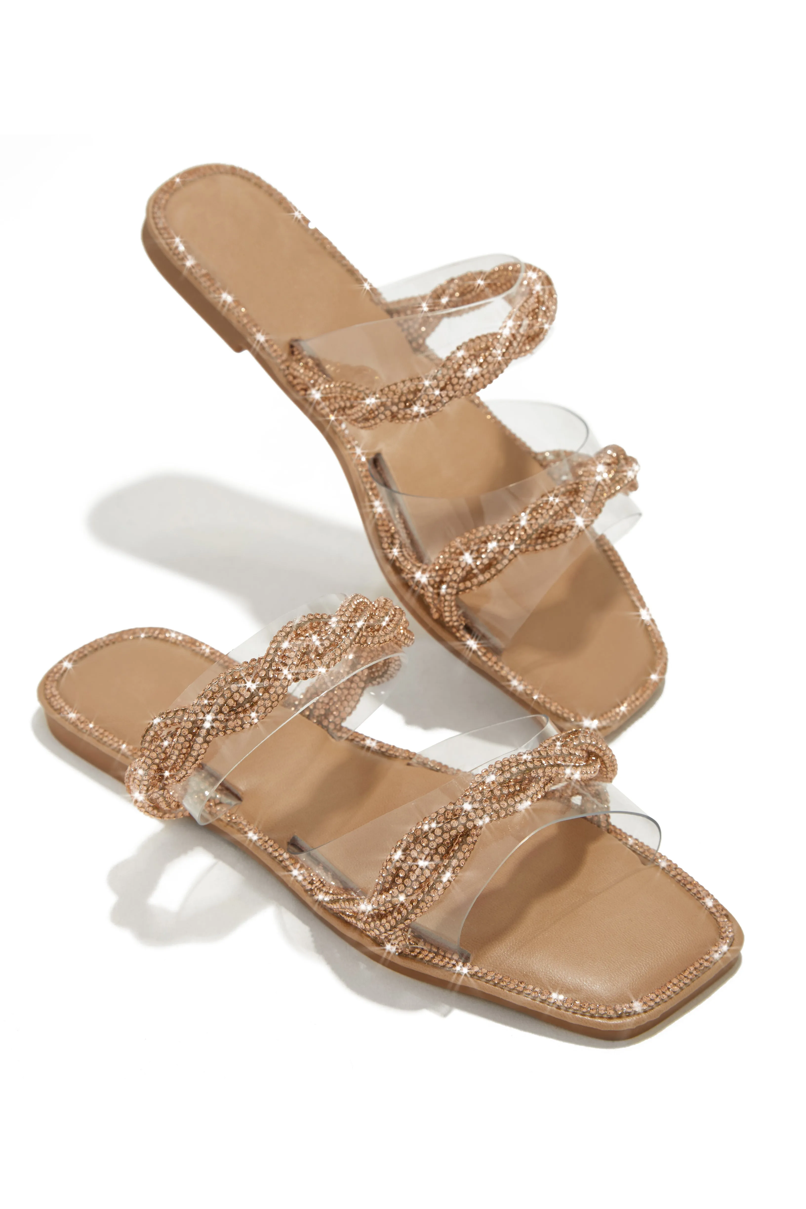 Island Breeze Embellished Slip On Sandals - Rose Gold sold by Miss Lola product image thumbnail 3