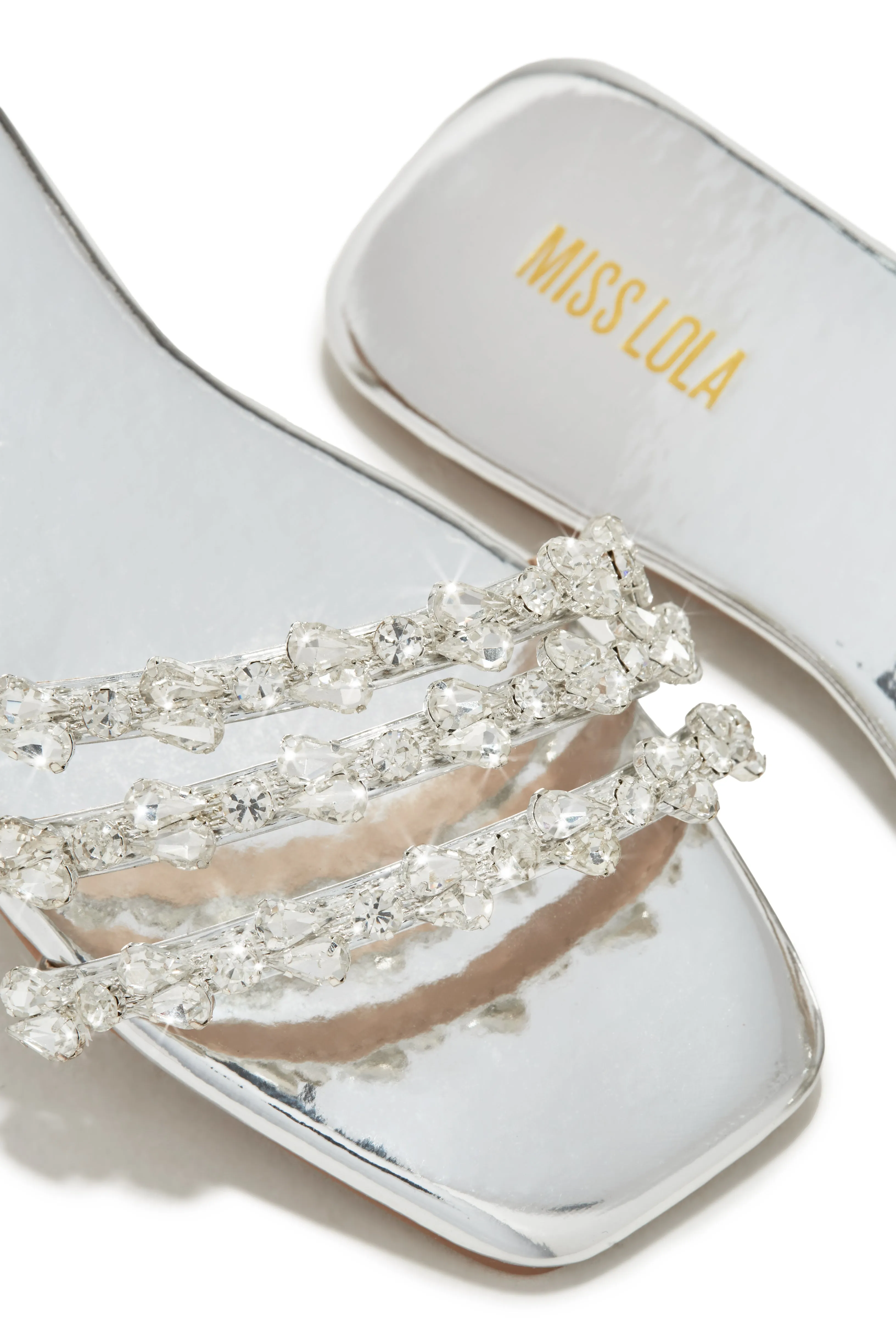 Luxury Trips Embellished Slip On Sandals - Silver sold by Miss Lola product image thumbnail 2
