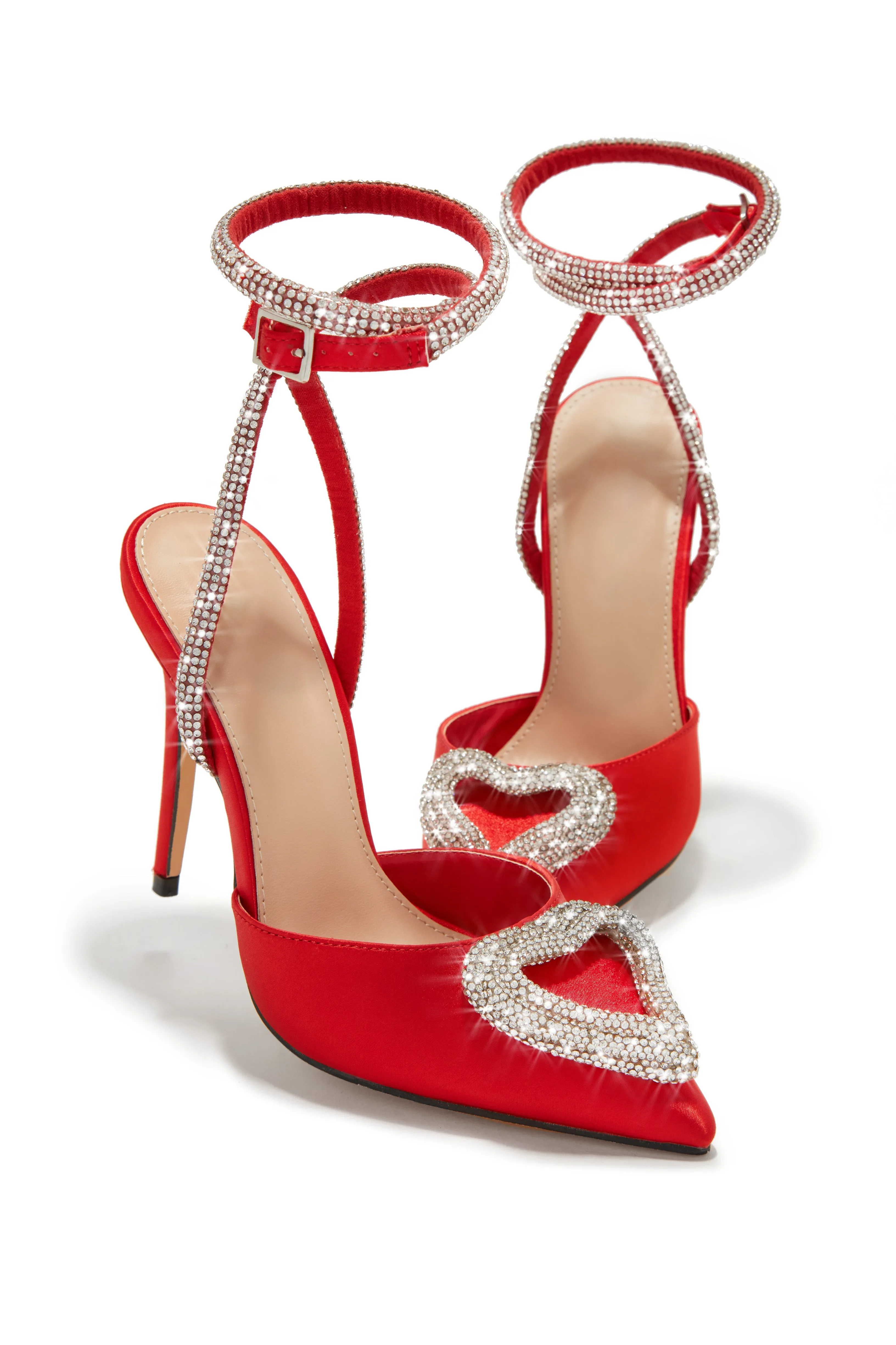 Love Language Embellished Heart Heel Pumps - Red sold by Miss Lola product image thumbnail 4