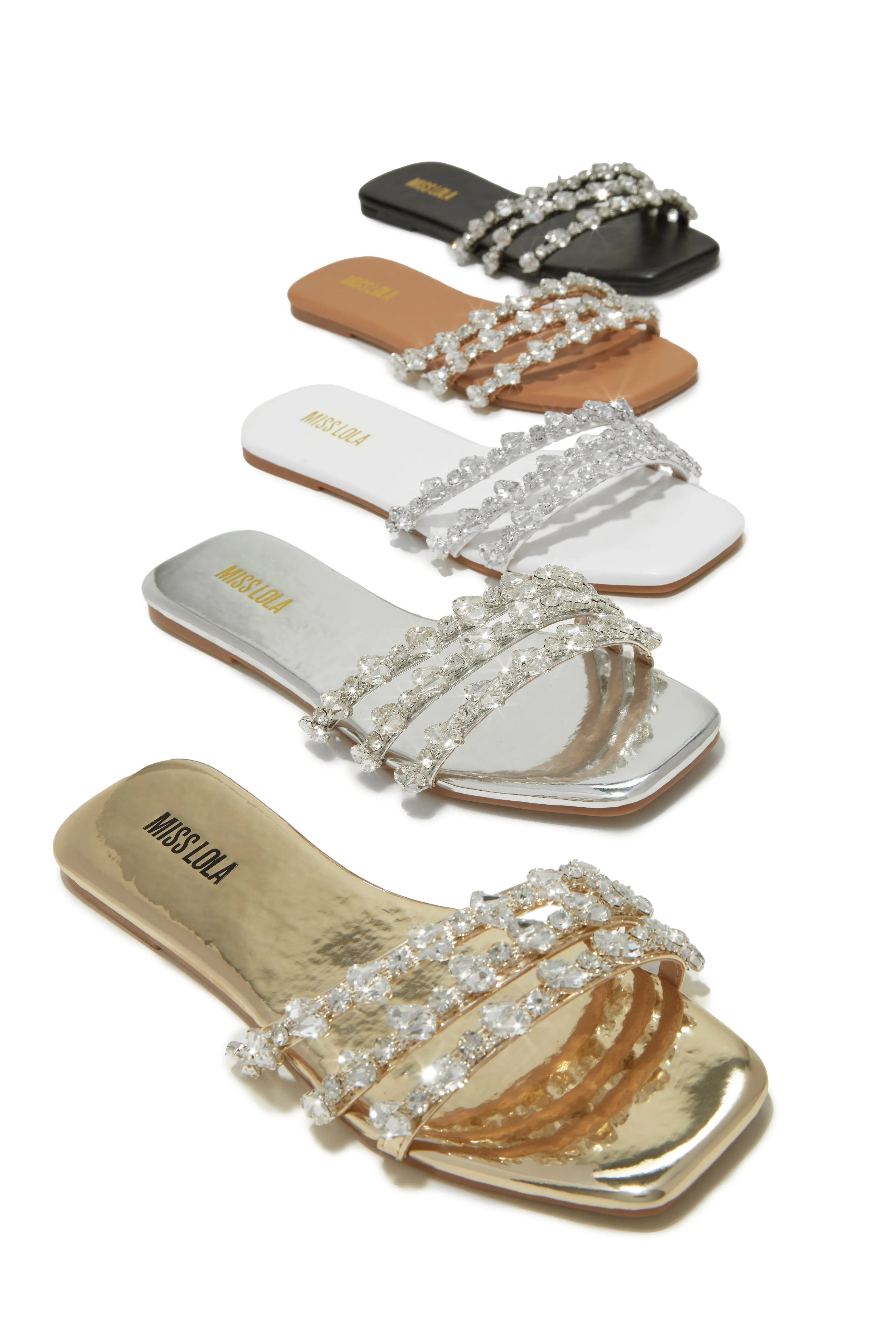Luxury Trips Embellished Slip On Sandals - Silver sold by Miss Lola product image thumbnail 4