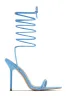 Zemira Lace Up High Heels - Blue sold by Miss Lola
