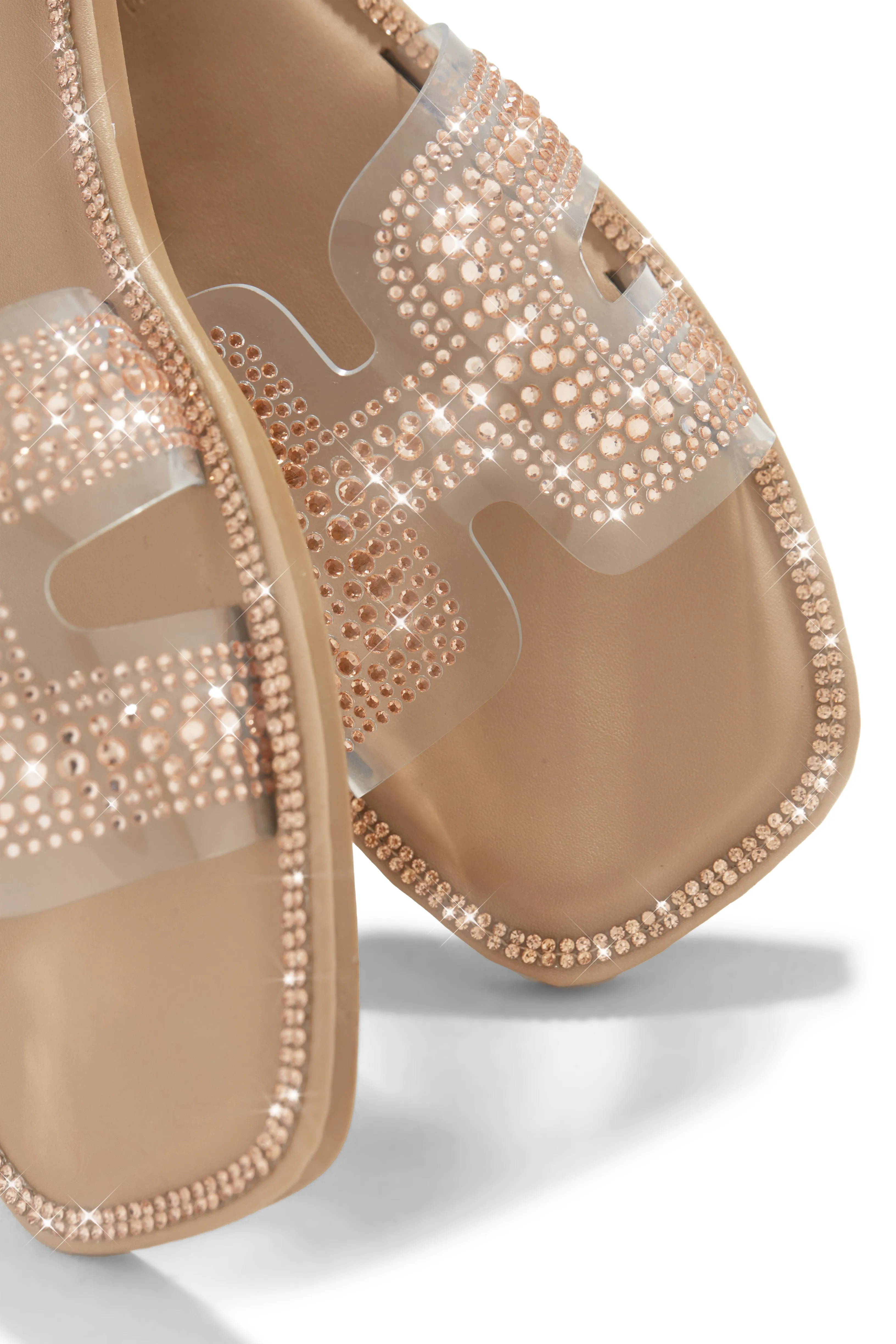 Sun Glow Embellished Slip On Sandals - Rose Gold sold by Miss Lola product image thumbnail 2
