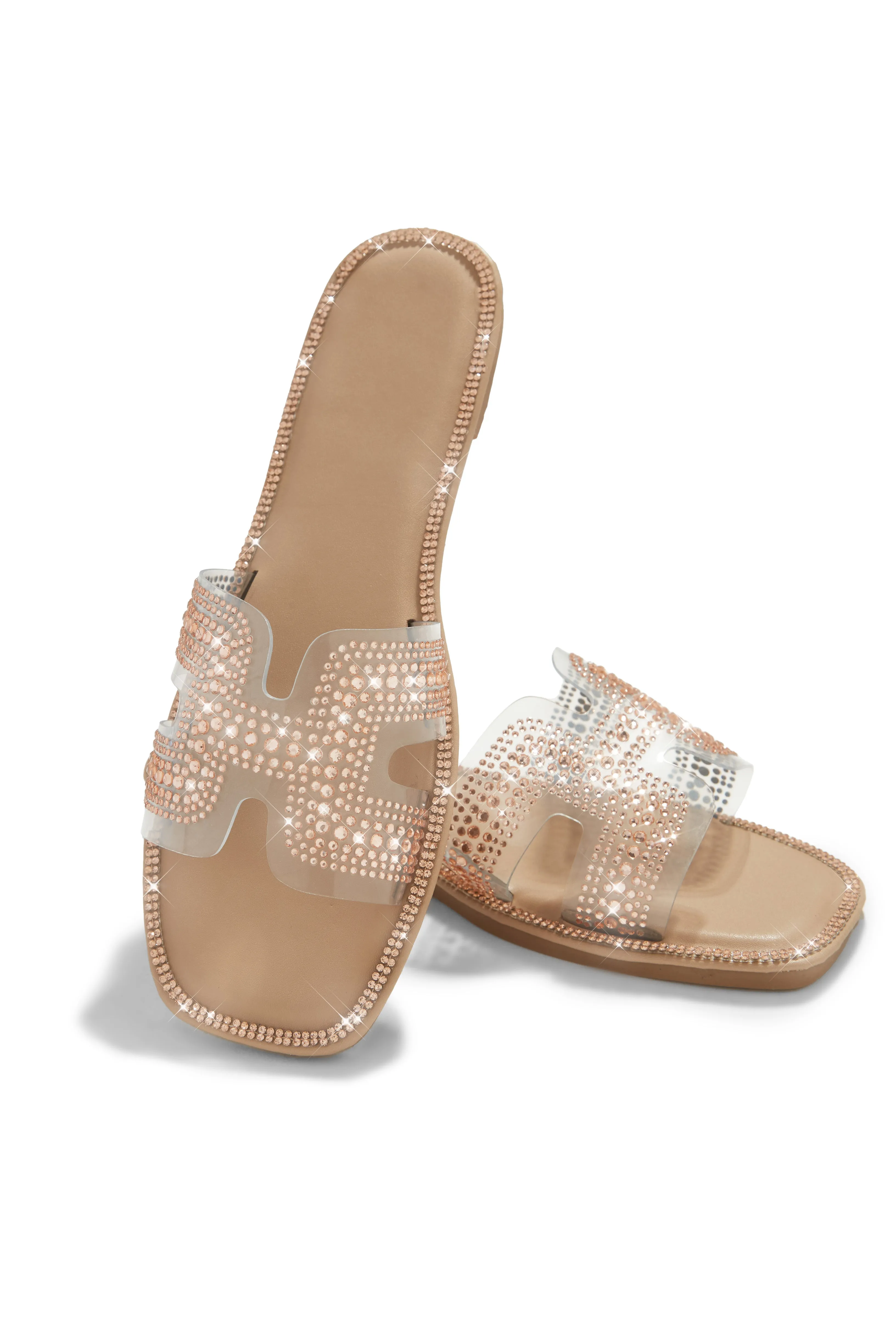 Sun Glow Embellished Slip On Sandals - Rose Gold sold by Miss Lola product image thumbnail 4