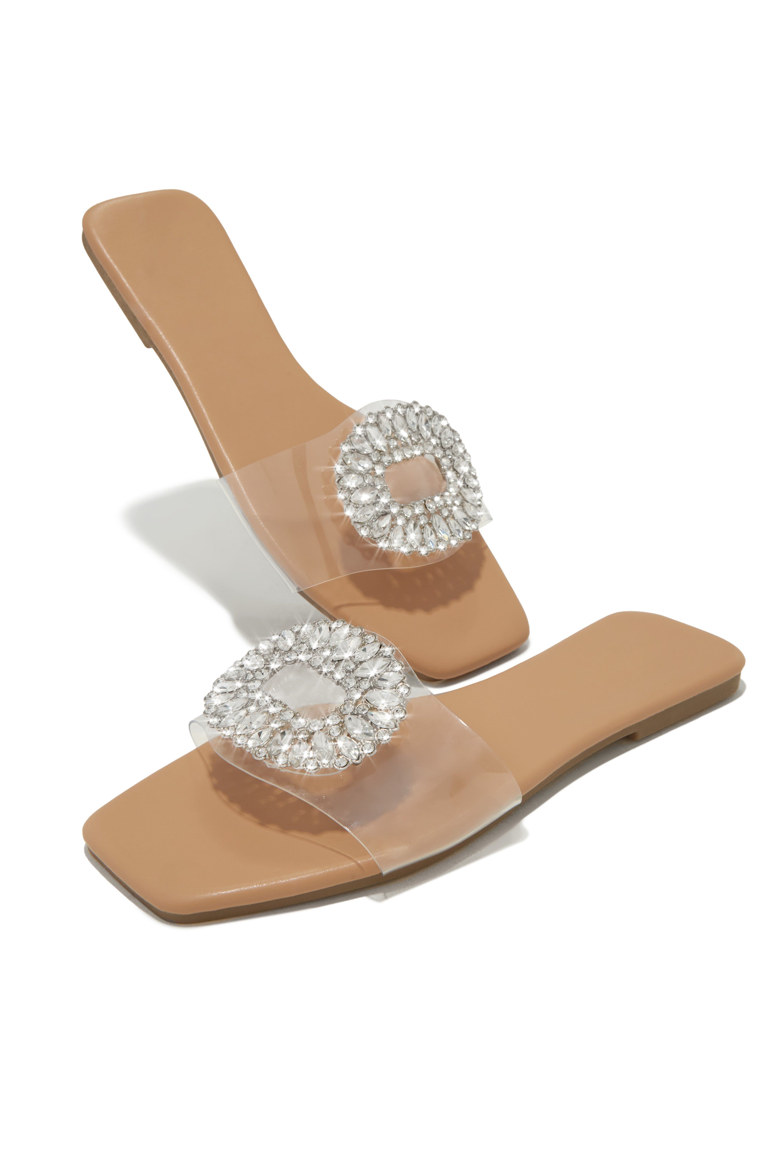 St. Barths Embellished Slip On Sandals - Clear sold by Miss Lola product image thumbnail 5