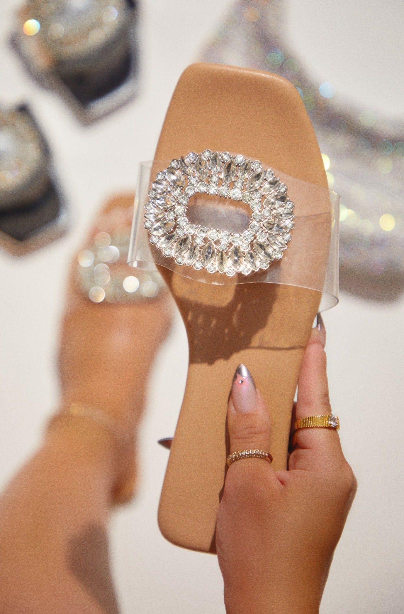 St. Barths Embellished Slip On Sandals - Clear sold by Miss Lola product image thumbnail 2