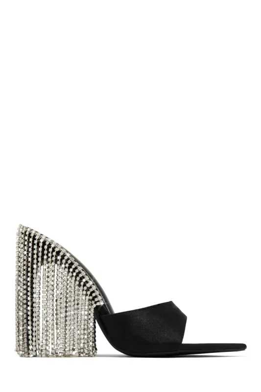 Atelier Dangle Embellished High Heel Mules - Black sold by Miss Lola