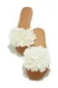 Analia Slip On Flower Sandals - White sold by Miss Lola