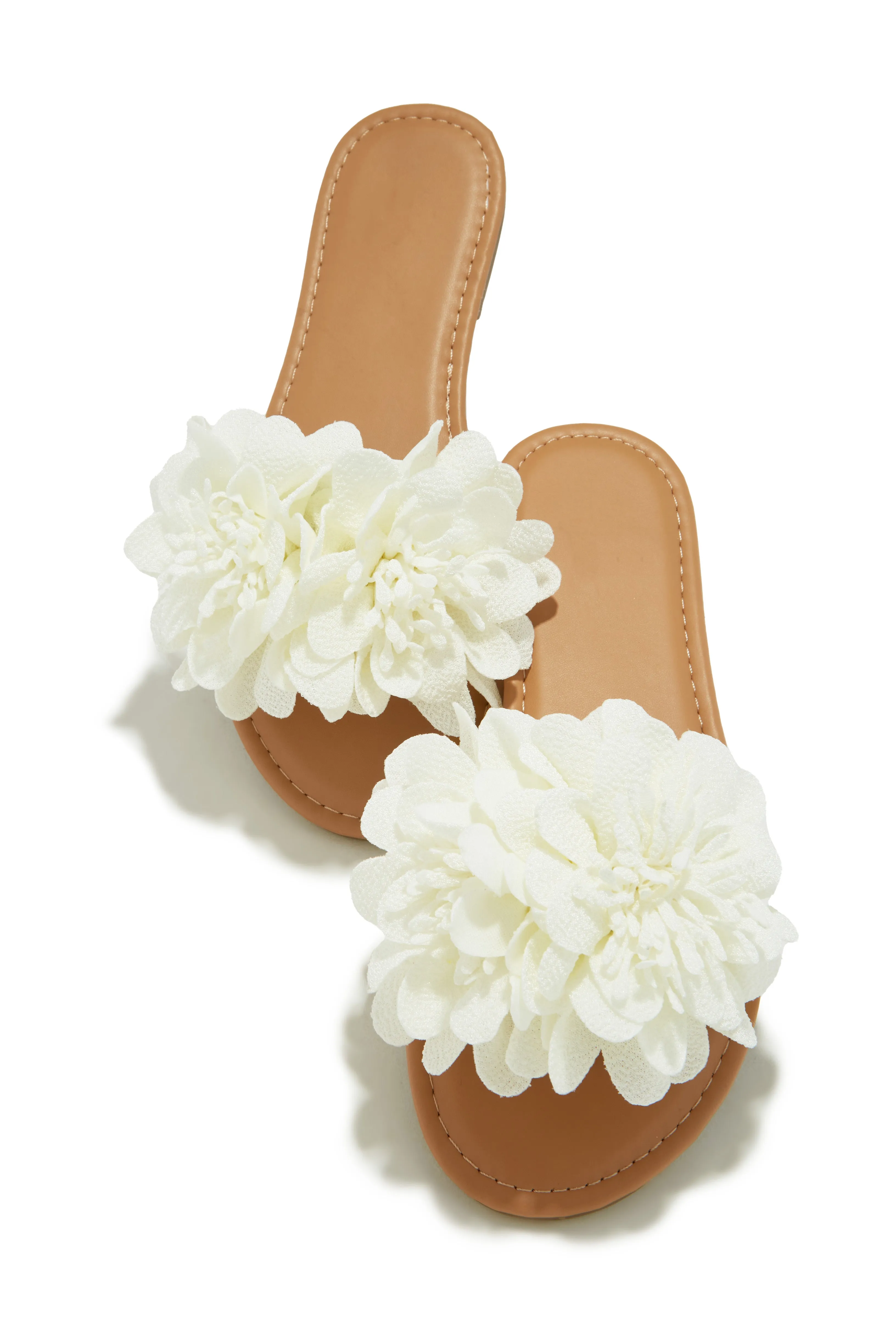 Analia Slip On Flower Sandals - White sold by Miss Lola product image thumbnail 2
