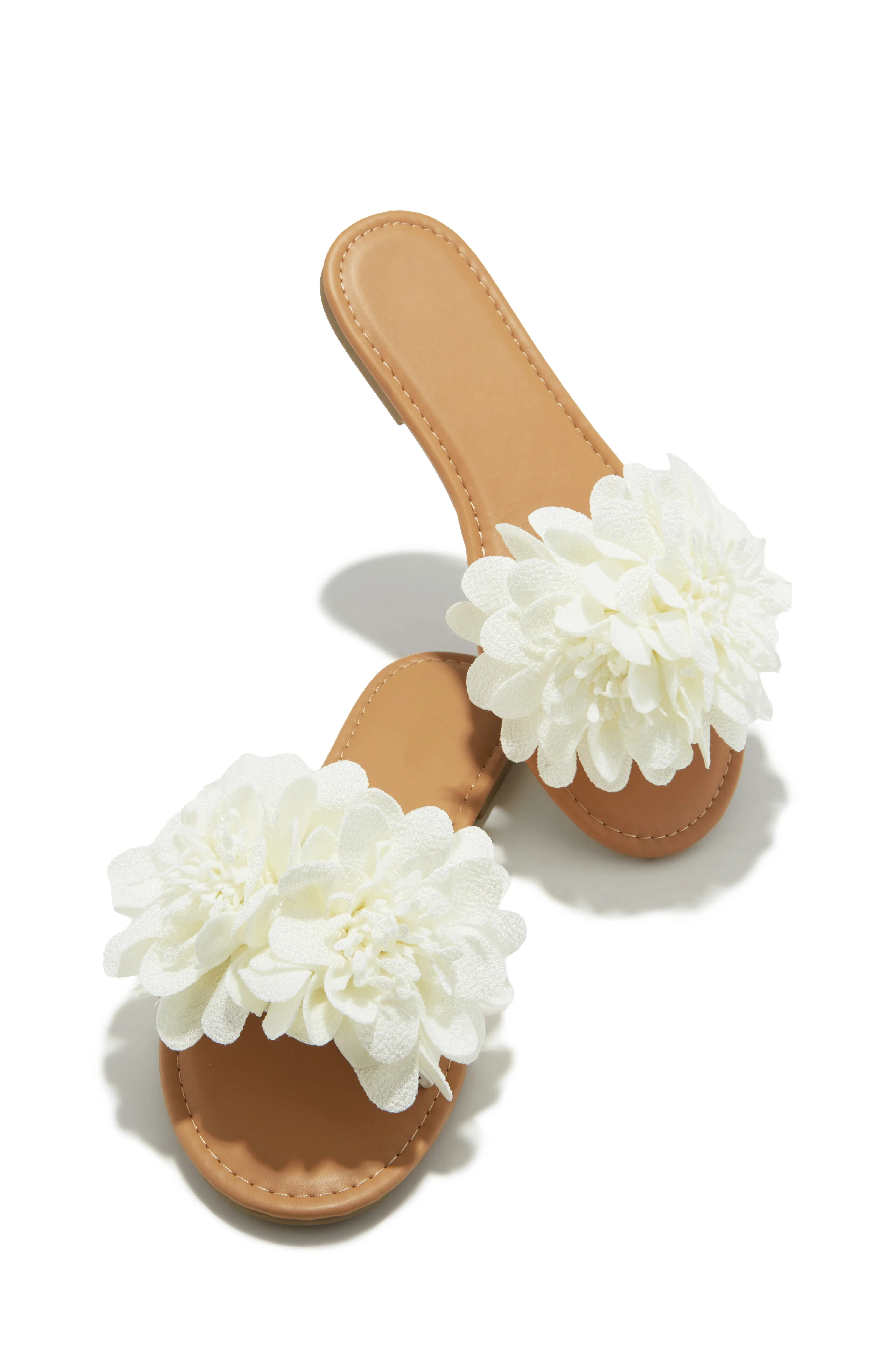Analia Slip On Flower Sandals - White sold by Miss Lola product image thumbnail 4