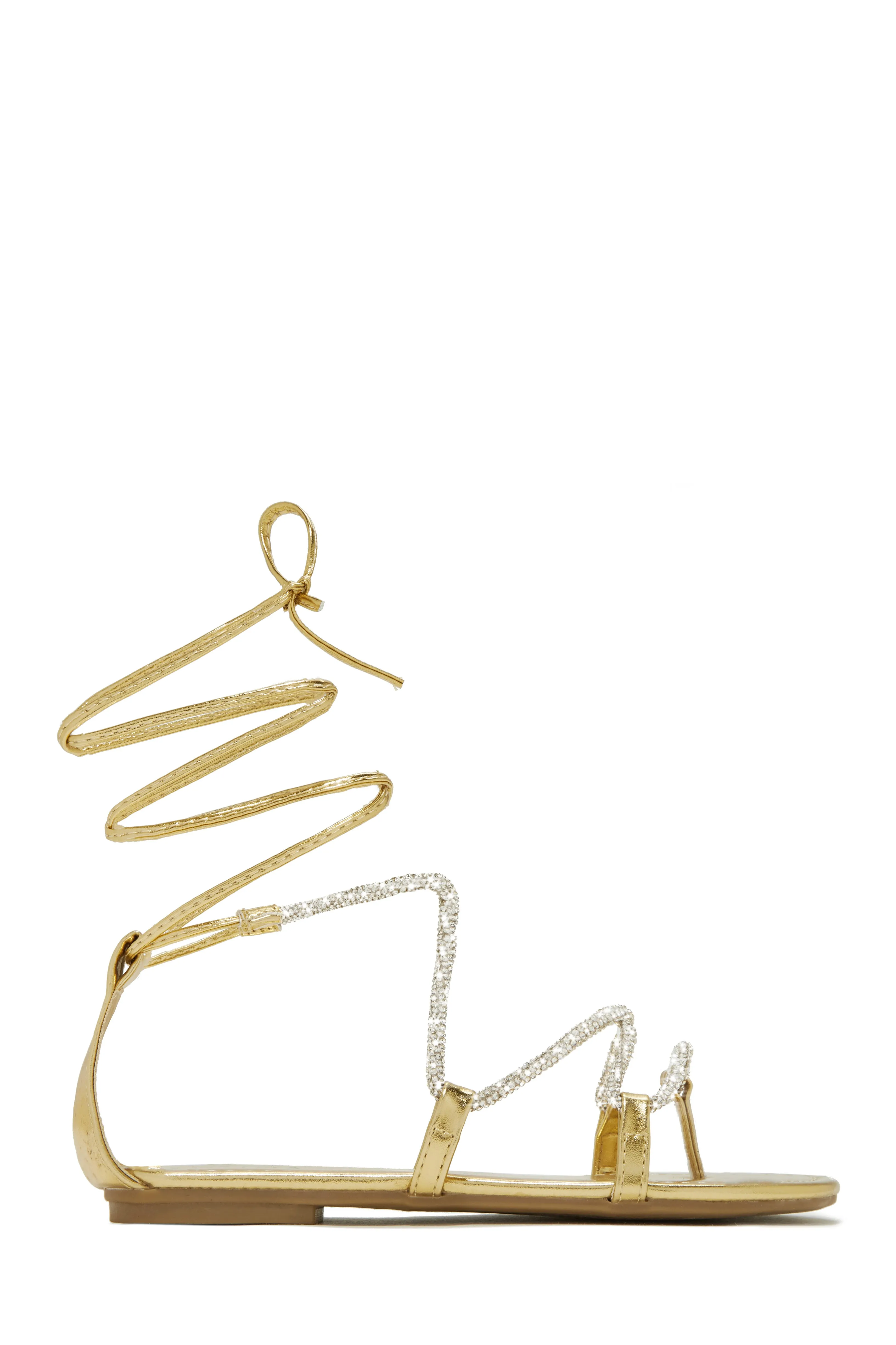 Vegas Weekend Embellished Lace Up Sandals - Gold sold by Miss Lola product image thumbnail 5